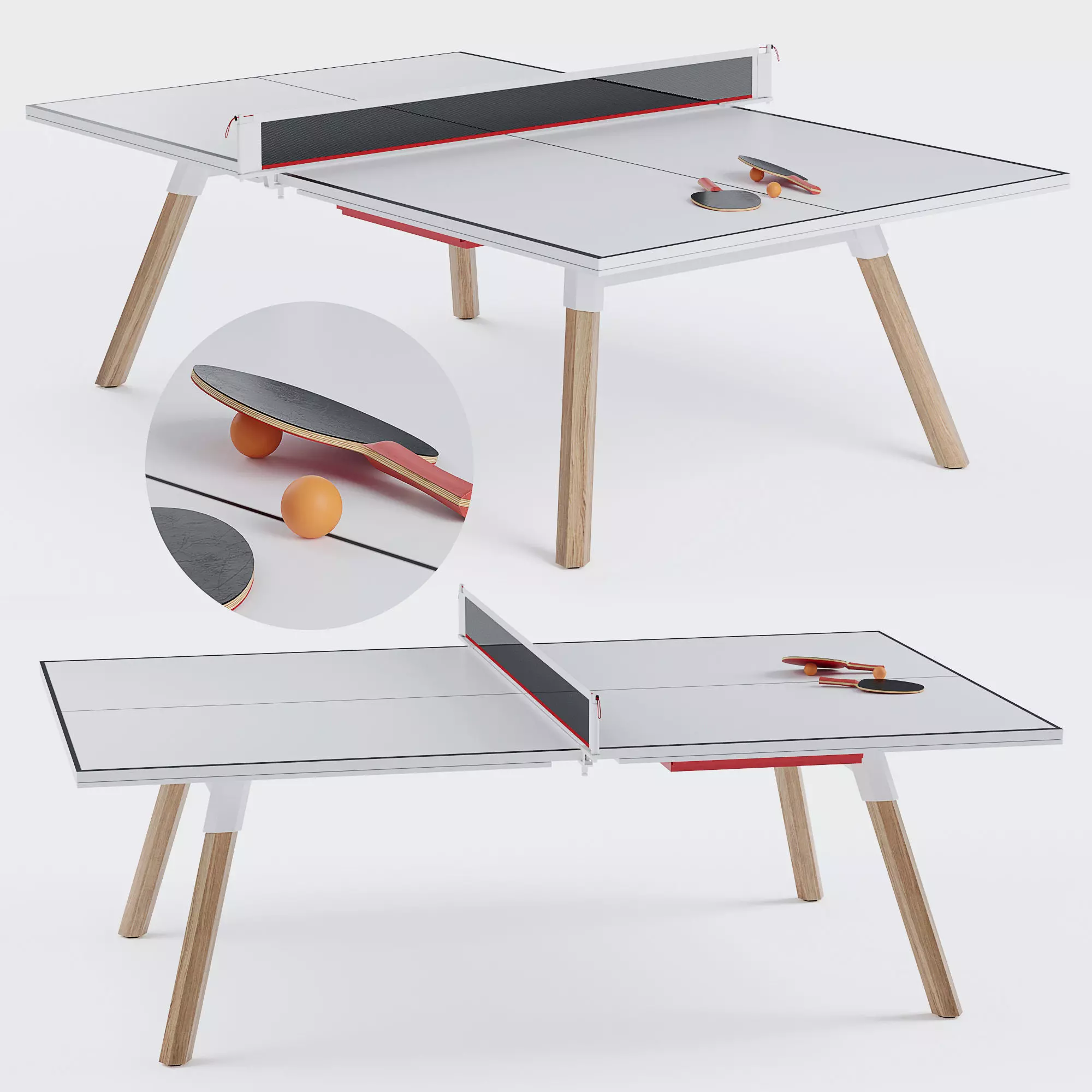 You and Me HPL Tennis Table with Accessories 3D model_0