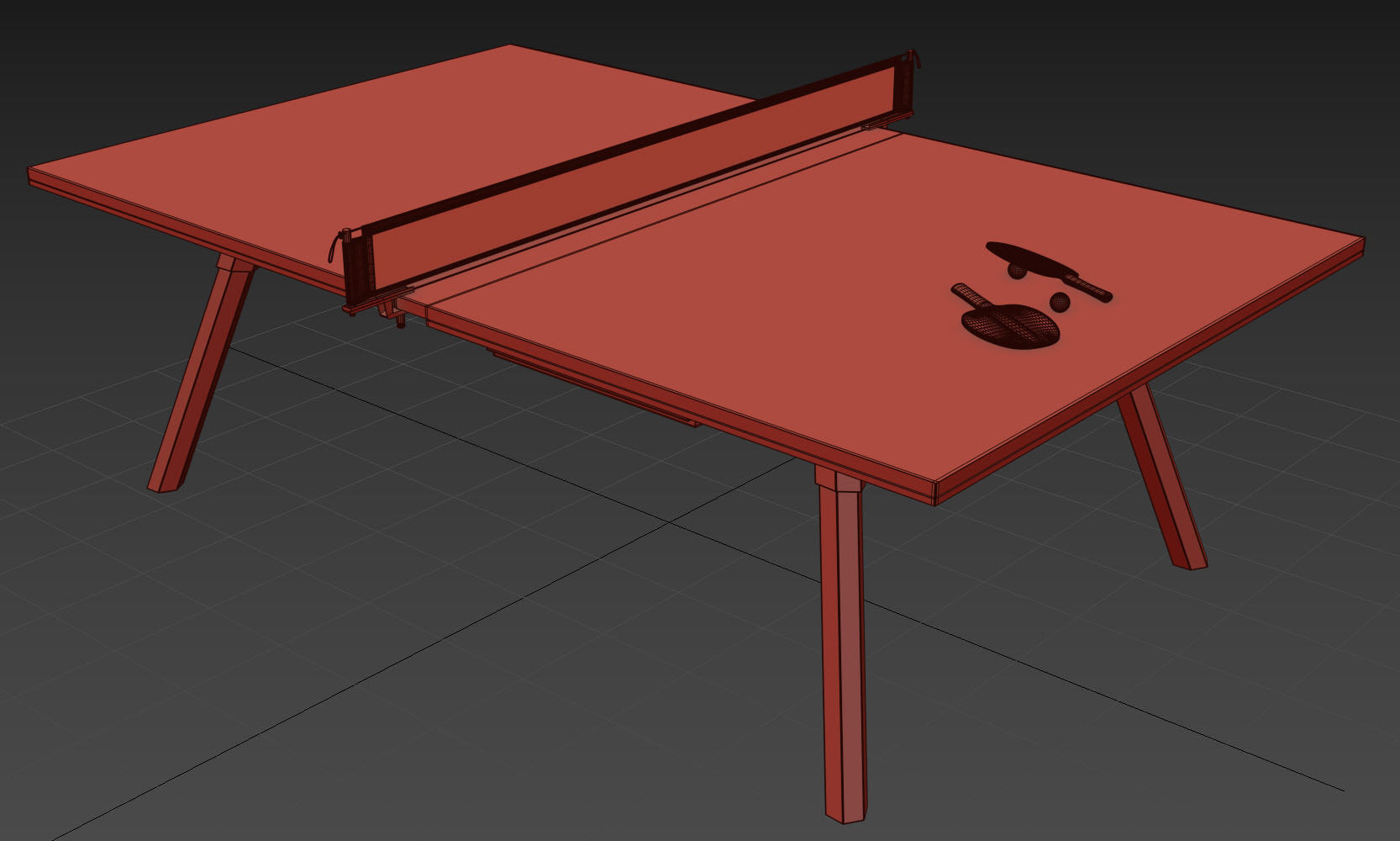 You and Me HPL Tennis Table with Accessories 3D model_8