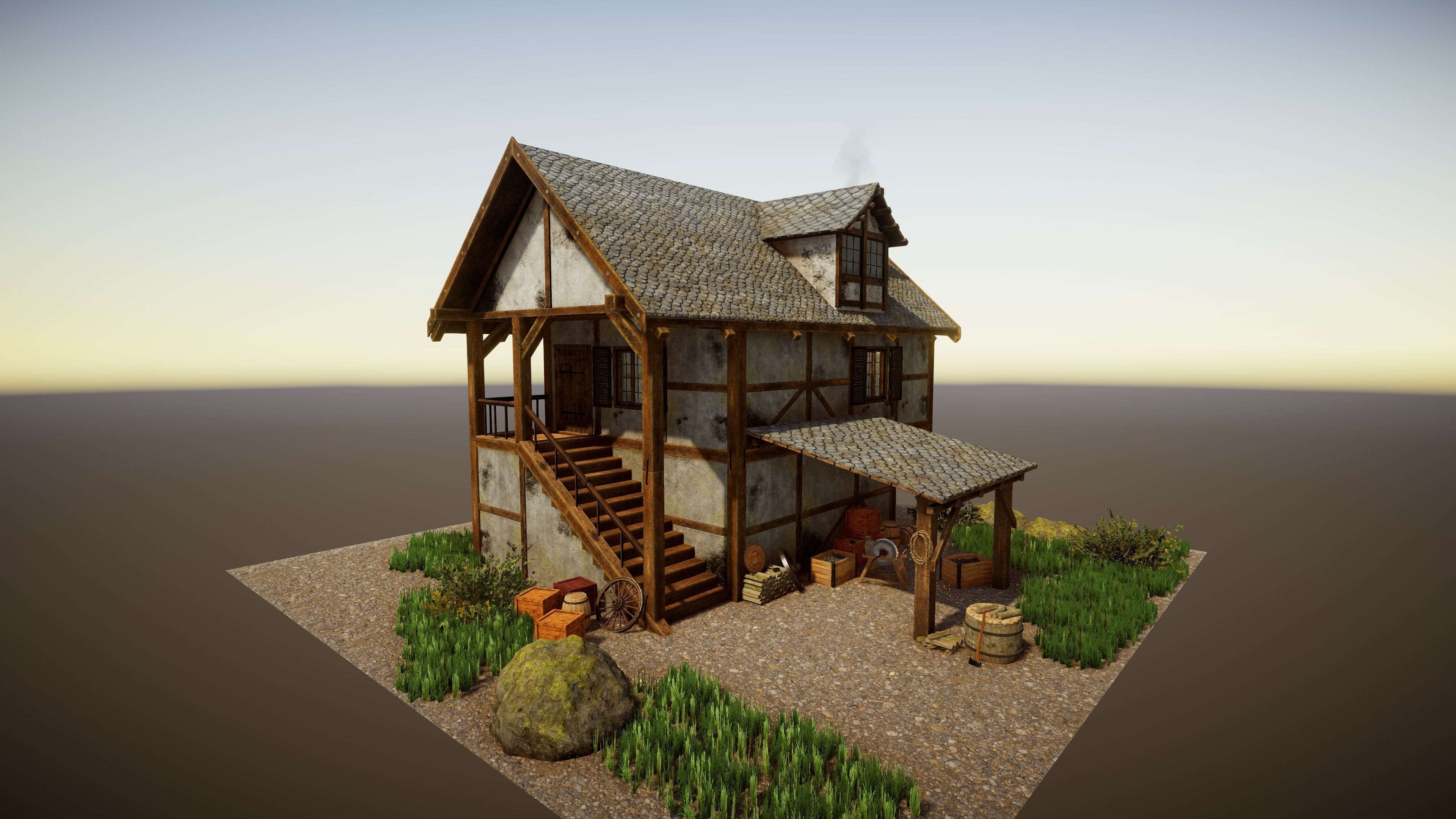 Medieval forge Low-poly 3D model_6