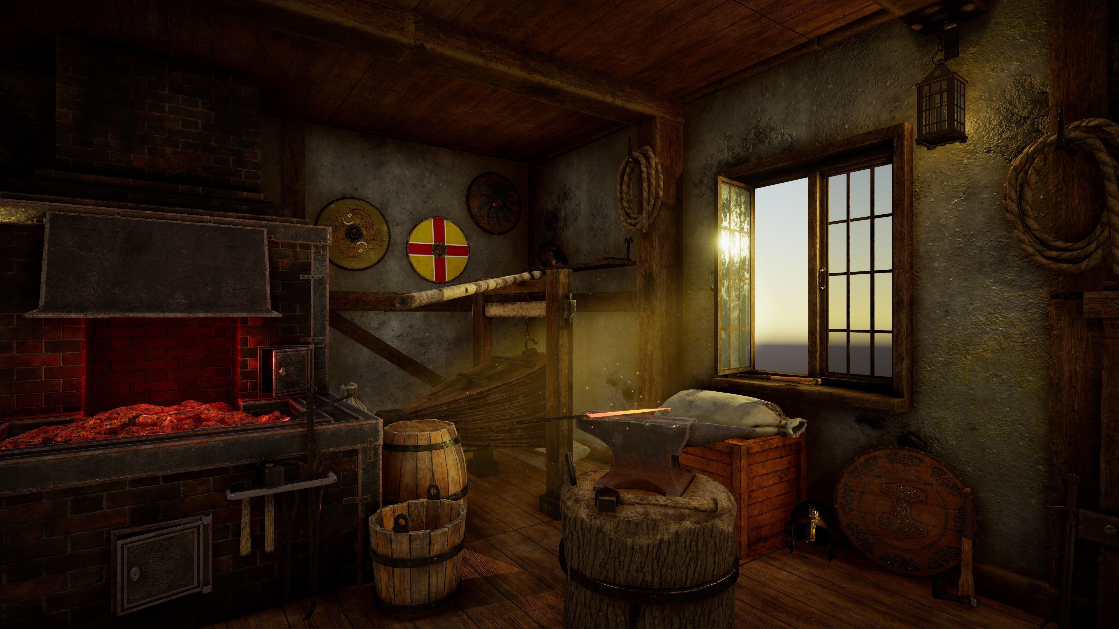 Medieval forge Low-poly 3D model_0