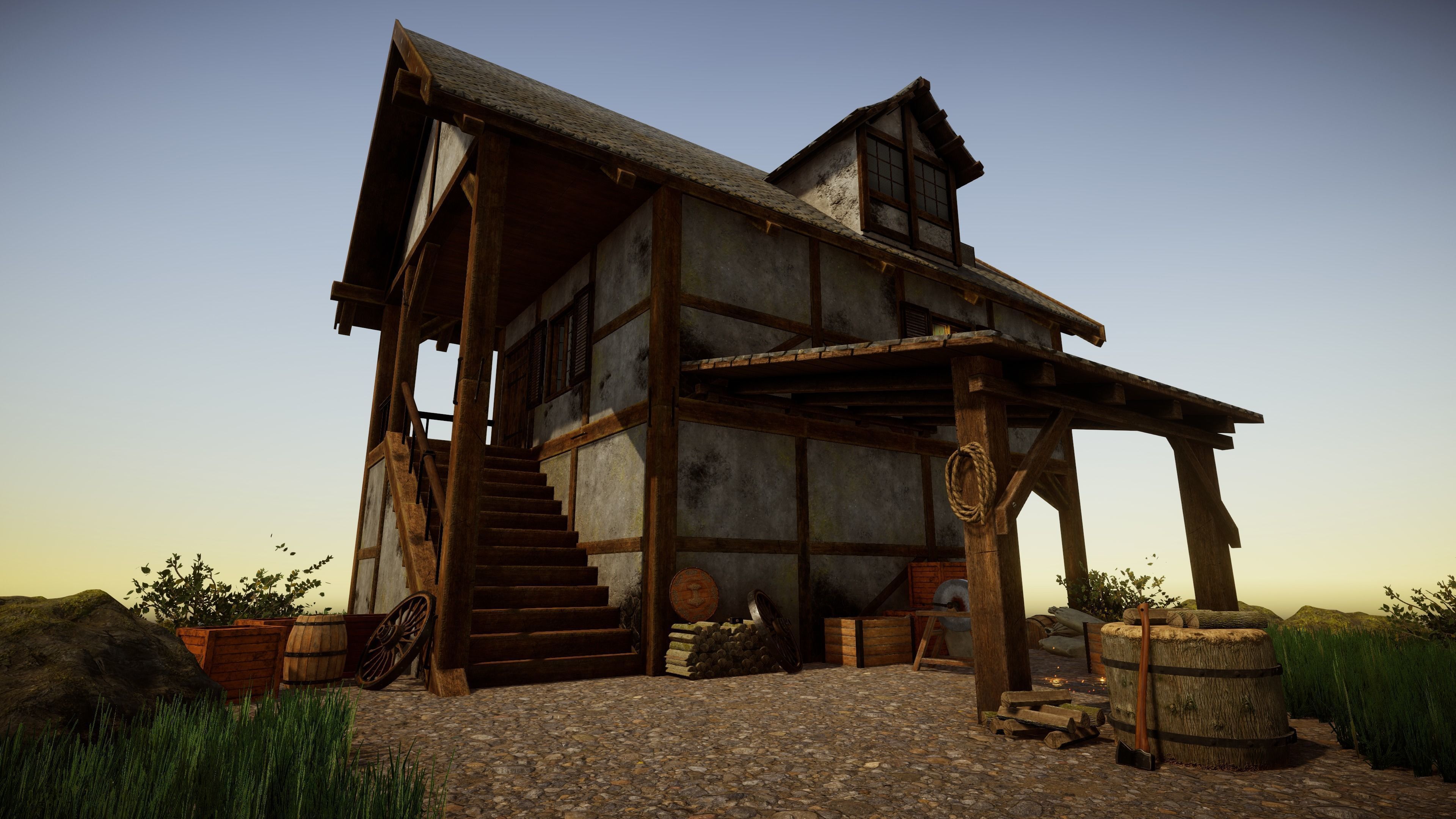 Medieval forge Low-poly 3D model_4