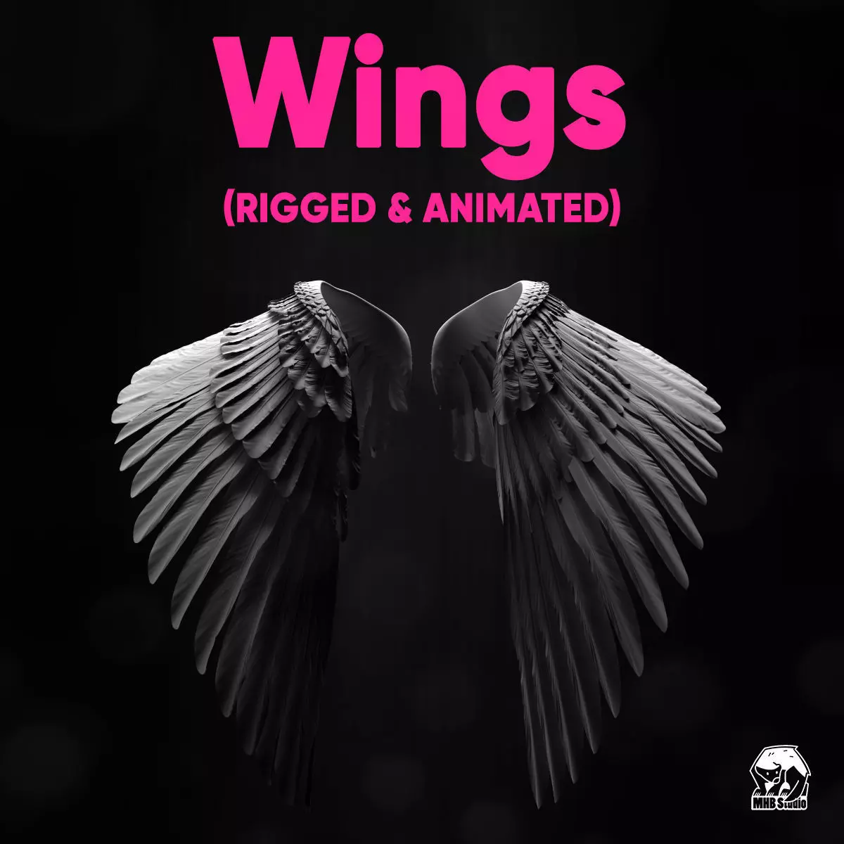 Angel Wings Rigged Animated 3D model_0