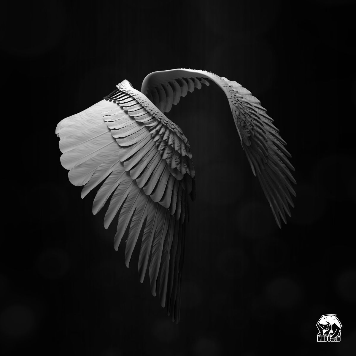 Angel Wings Rigged Animated 3D model_1