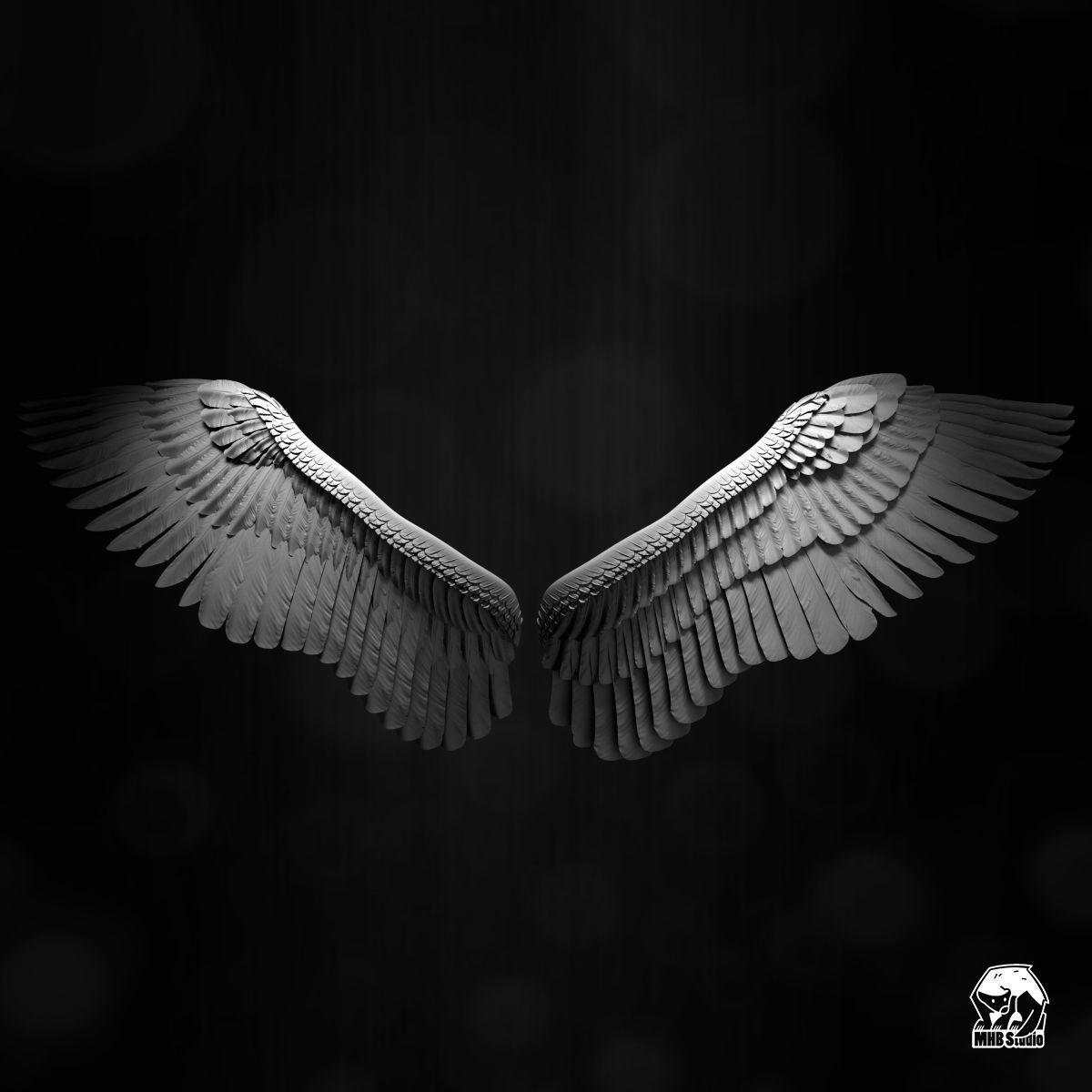 Angel Wings Rigged Animated 3D model_2