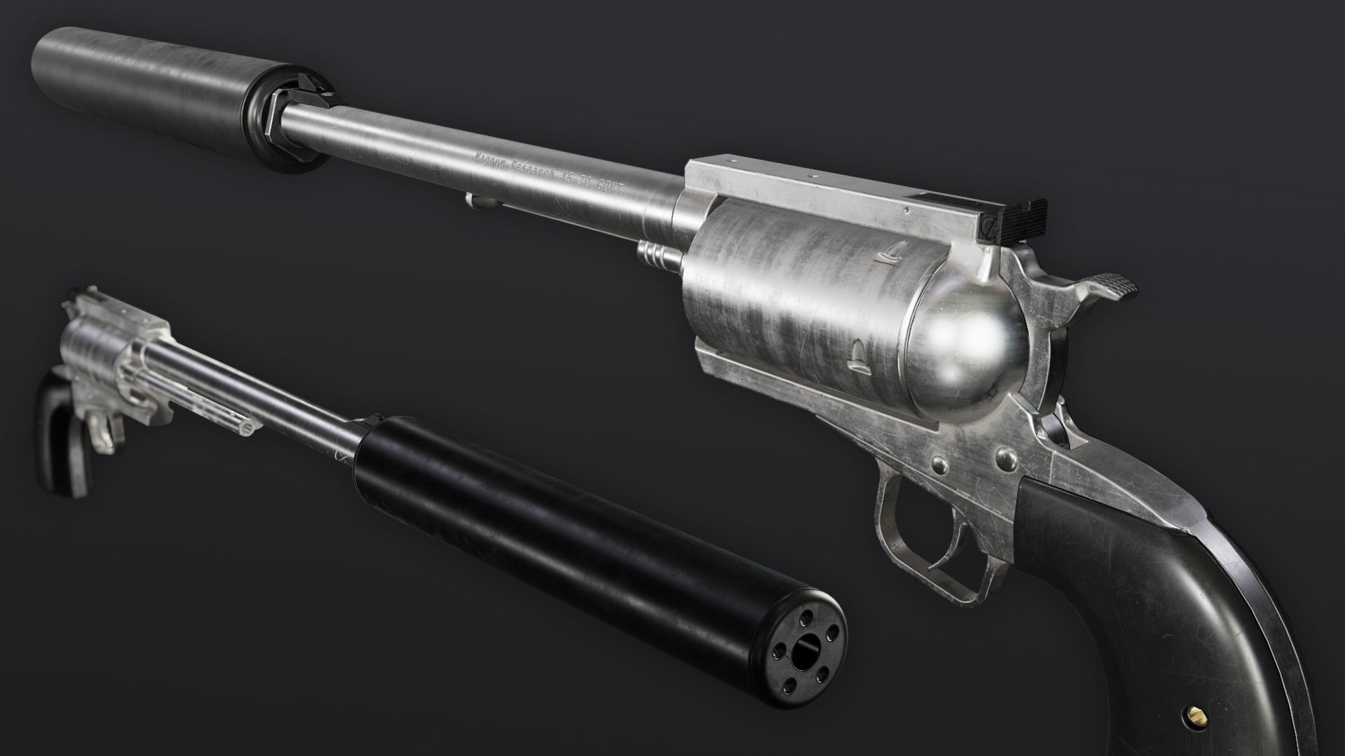 Magnum Research BFR Revolver Low-poly 3D model_7