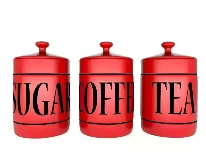 Canisters sugar coffee tea 3D model