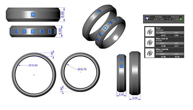 The wedding ring set for Male and female  3D print model
