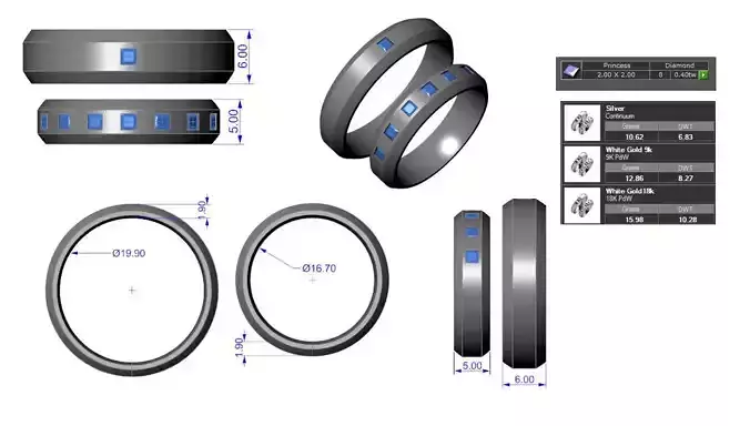 The wedding ring set for Male and female 