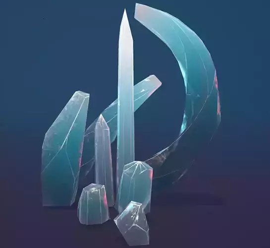 Low-poly pbr Crystals sword
