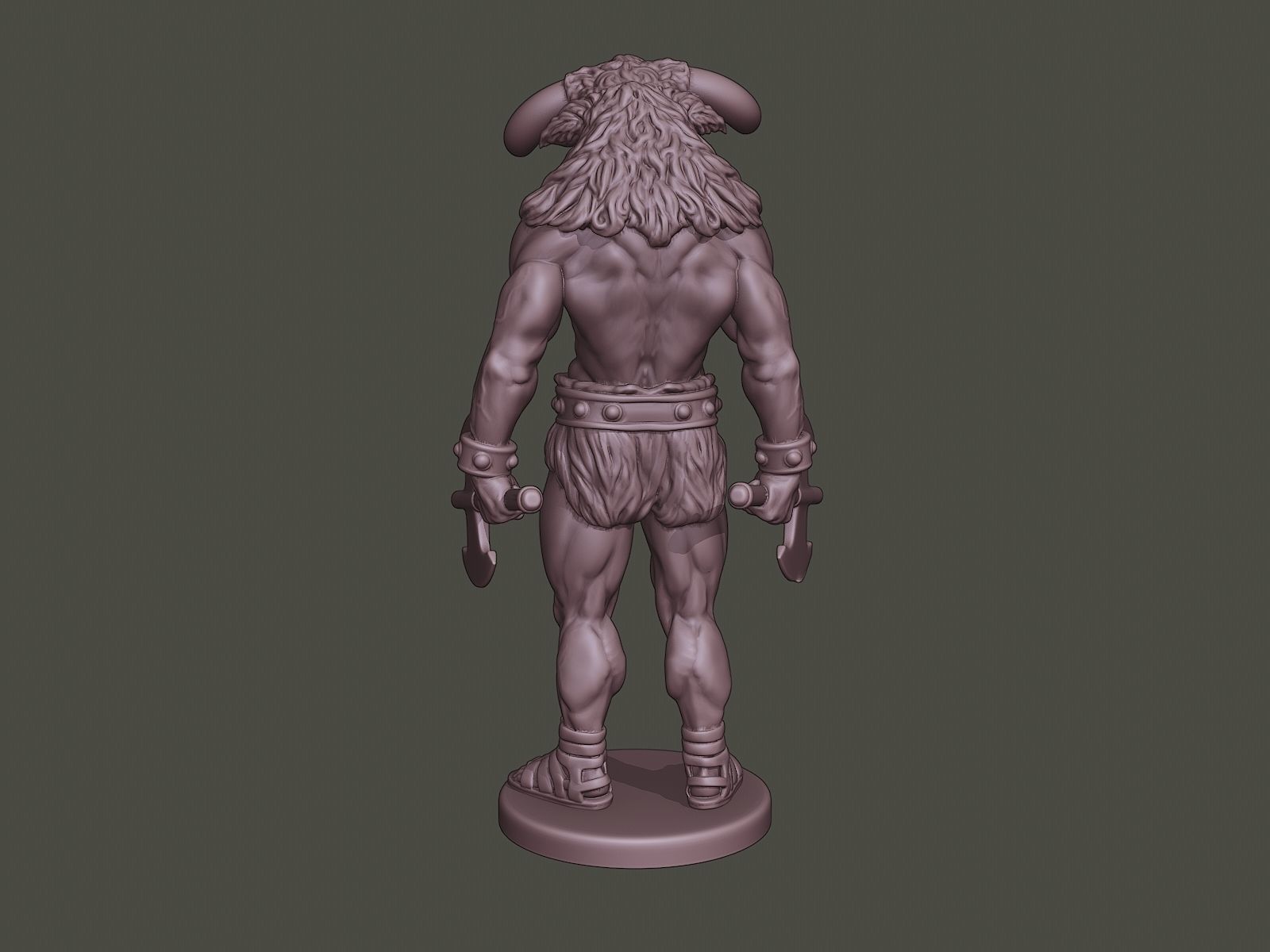 Minotaur Warrior Stand3 two Axes 3D print model_5