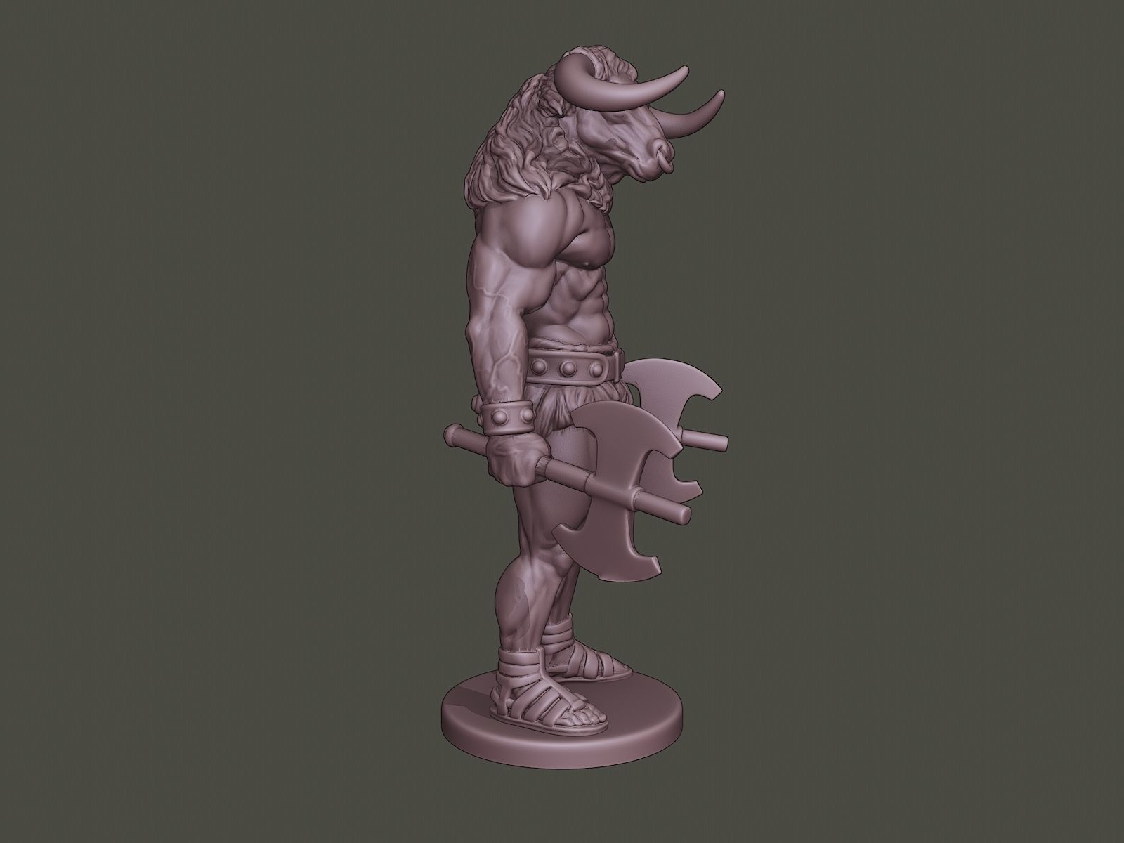 Minotaur Warrior Stand3 two Axes 3D print model_8