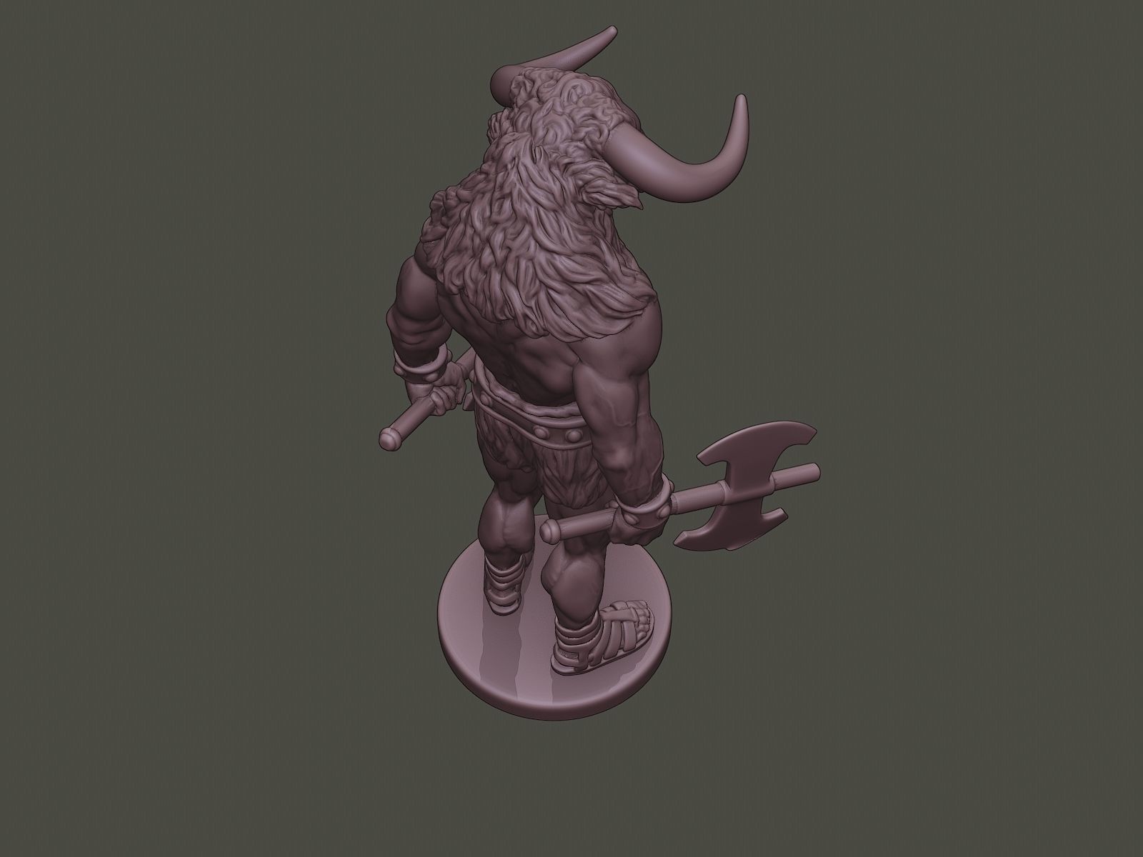Minotaur Warrior Stand3 two Axes 3D print model_21
