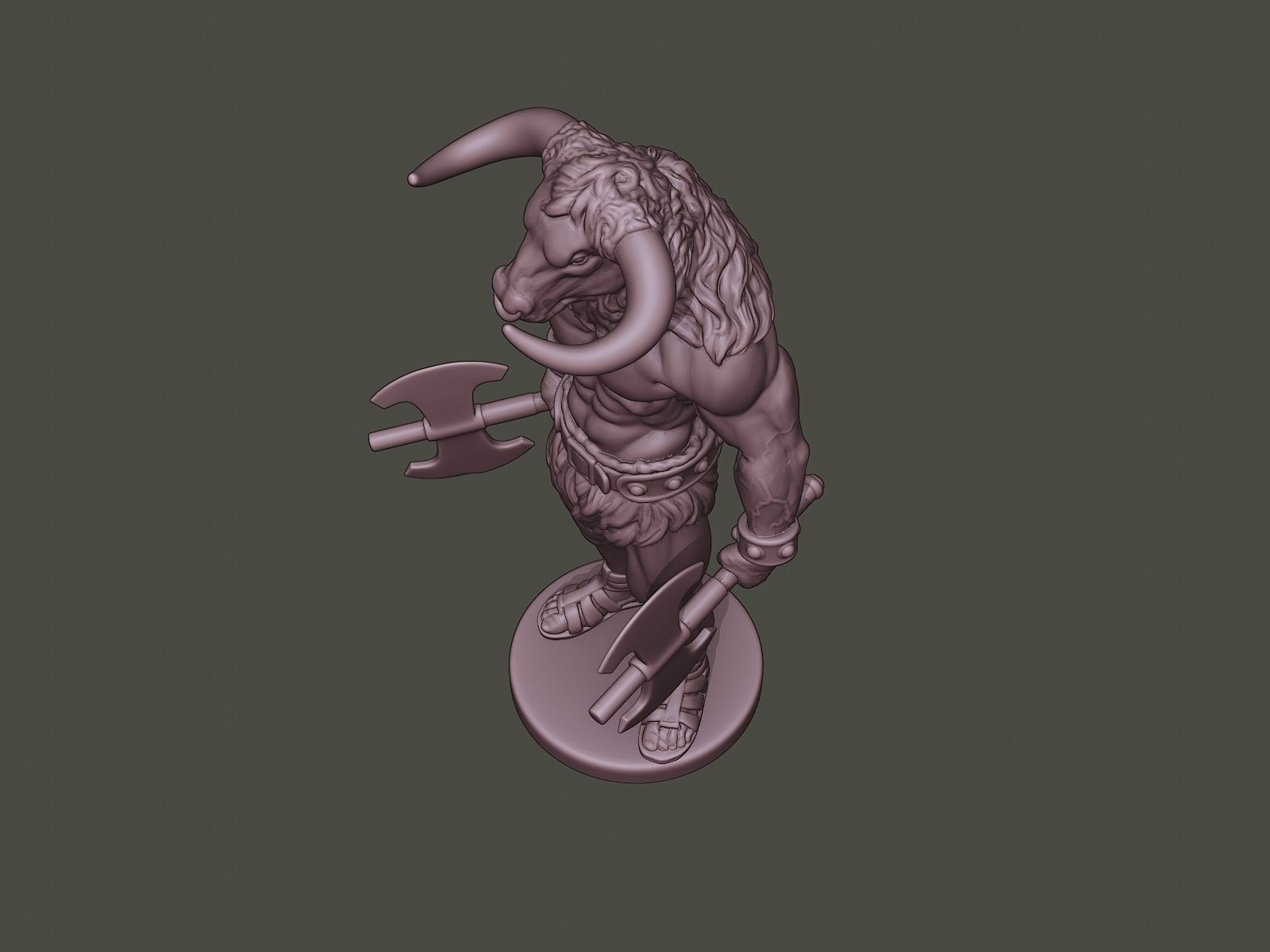 Minotaur Warrior Stand3 two Axes 3D print model_14