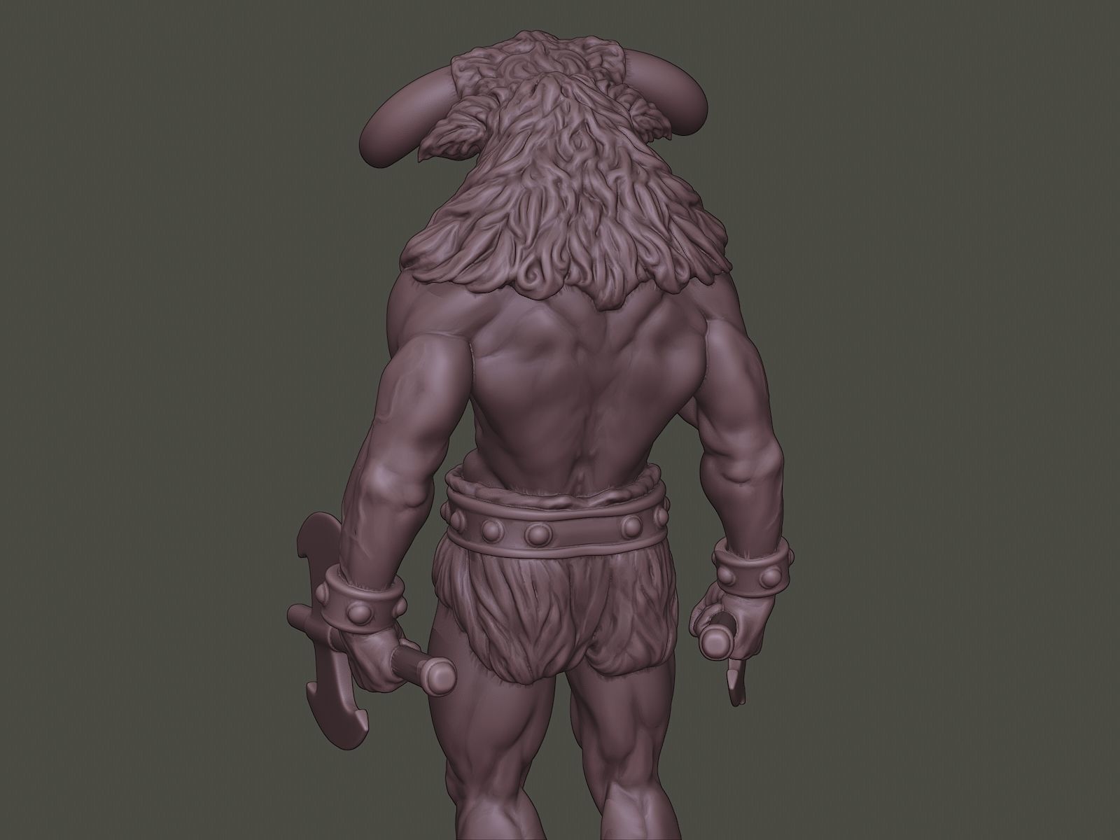 Minotaur Warrior Stand3 two Axes 3D print model_20