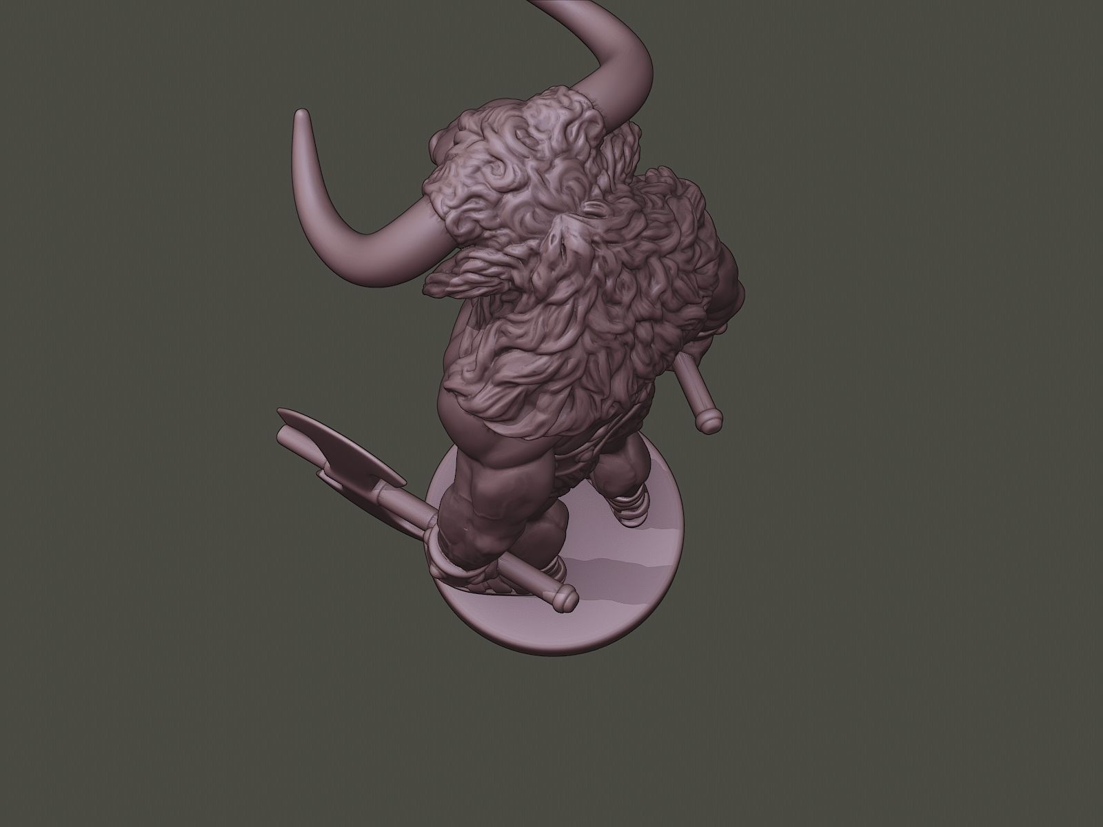 Minotaur Warrior Stand3 two Axes 3D print model_15