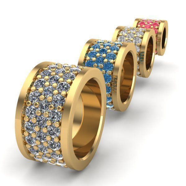CHARMS gold ring diamonds 3D print model_1