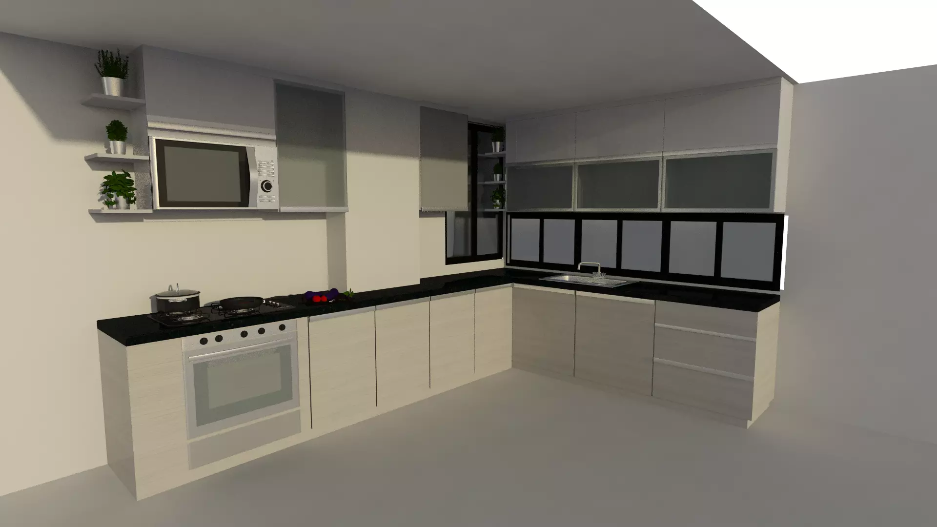 Kitchen 3D Model with cabinets and counter tops 3D model_0