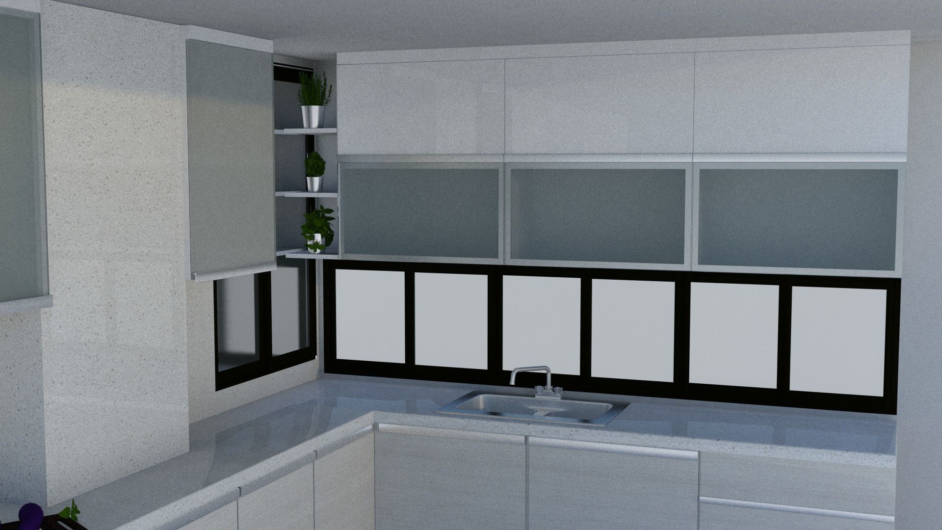 Kitchen 3D Model with cabinets and counter tops 3D model_3