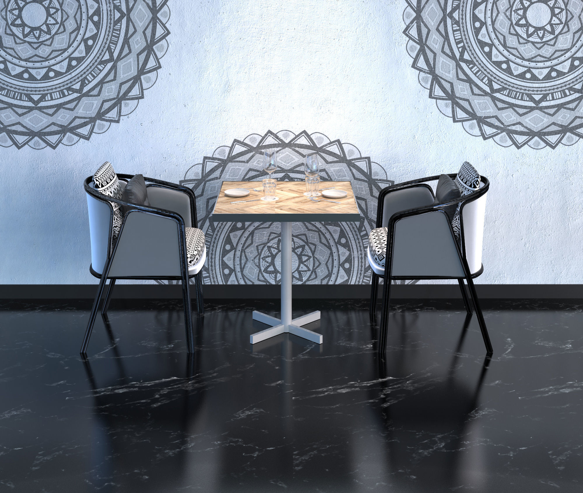 RESTAURANT TABLE SETS COLLECTION 3D model_5
