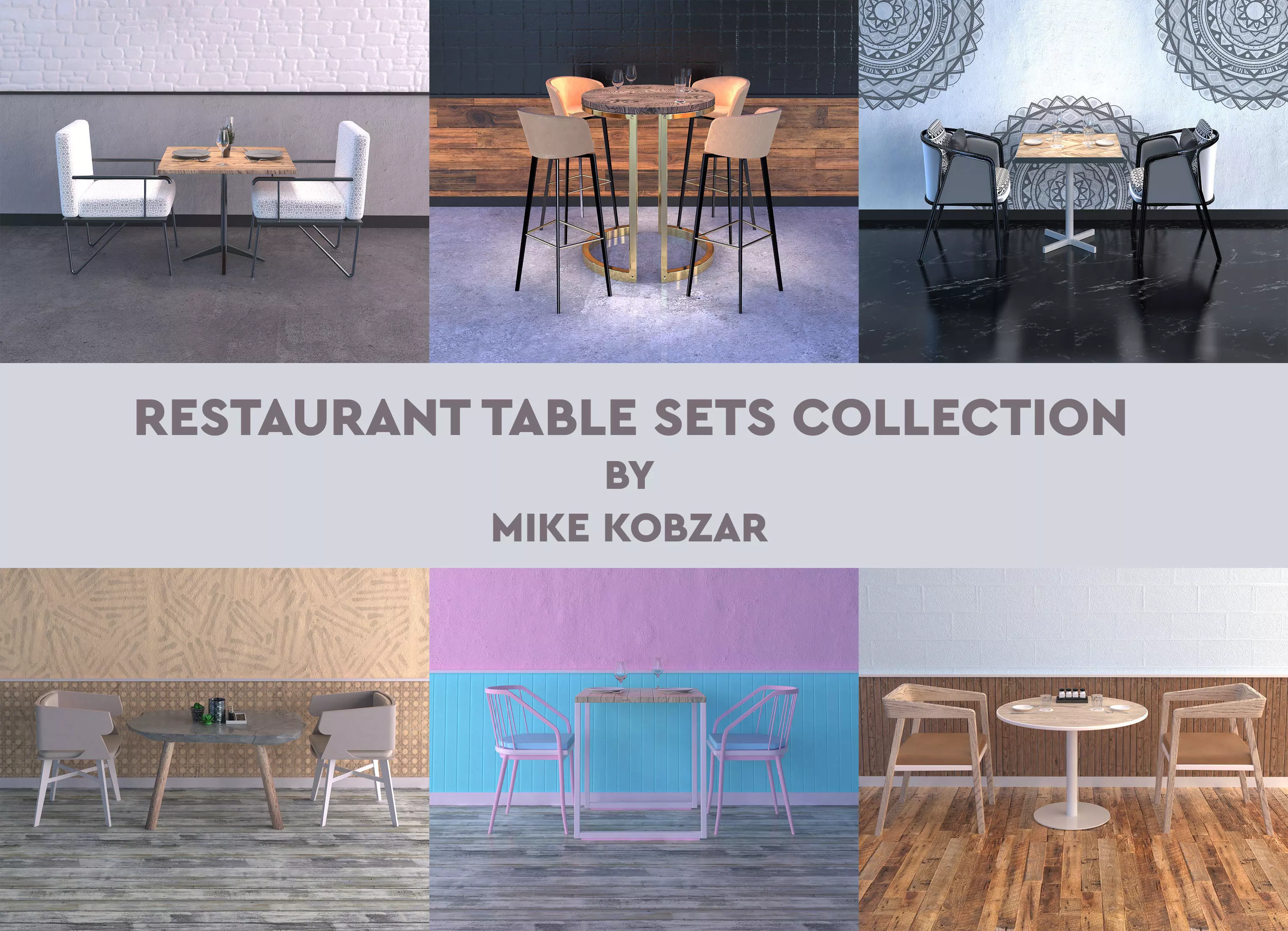 RESTAURANT TABLE SETS COLLECTION 3D model_0