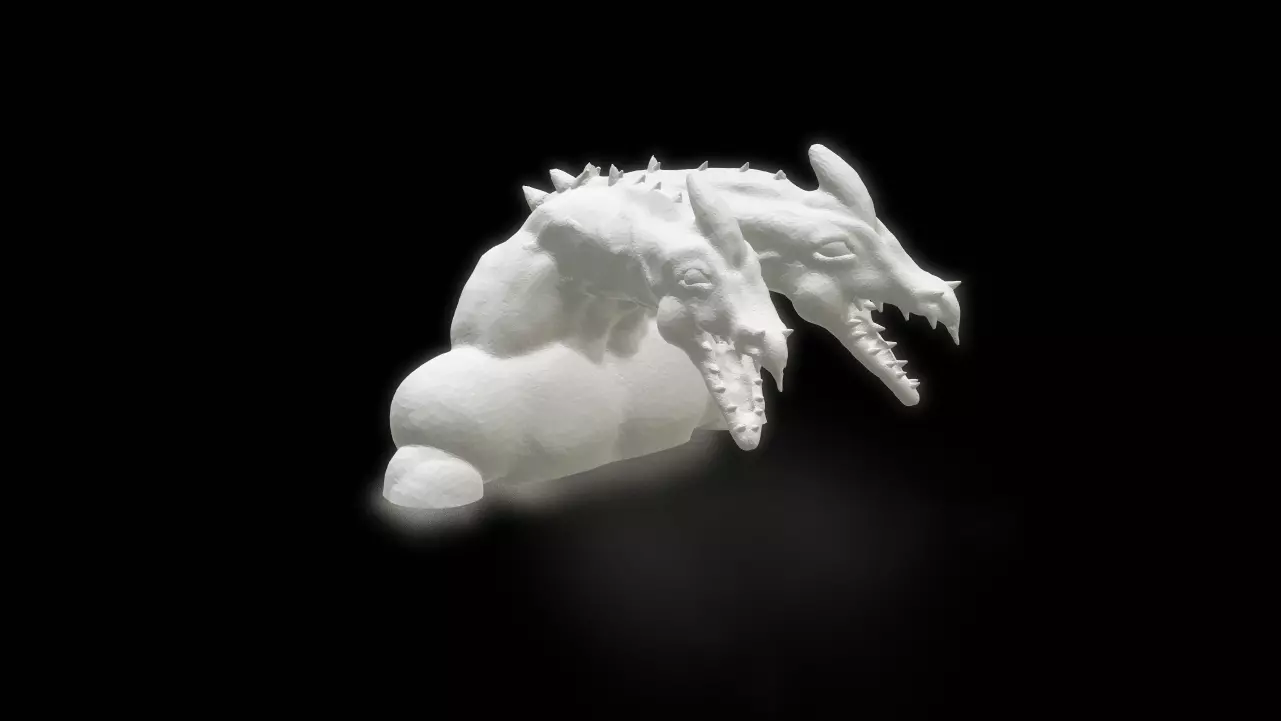 Two Headed Dragon Bust Free 3D print model_0