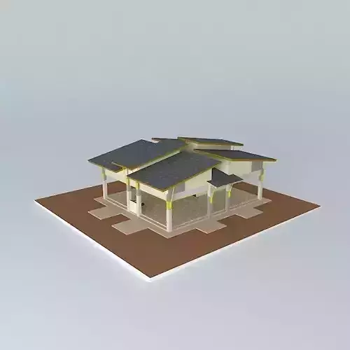 Cafeteria 1 house with roof 3D model