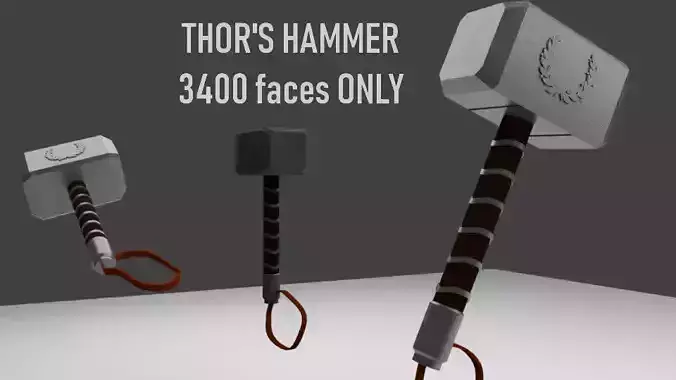 THUNDER GOD HAMMER Low-poly 3D model