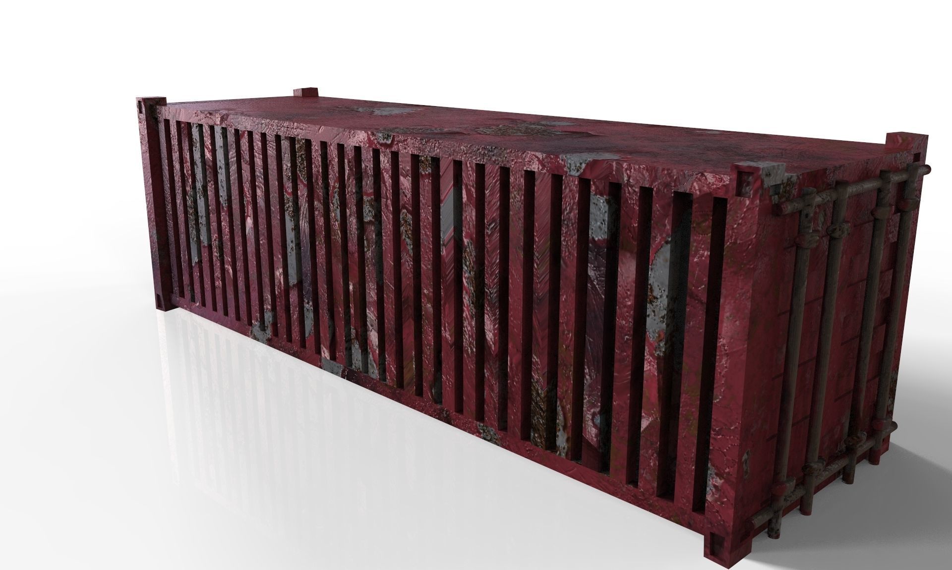 Old Container Low-poly 3D model_3