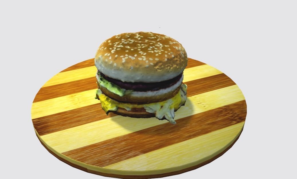 Burger with beef and cheese Low-poly 3D model_1