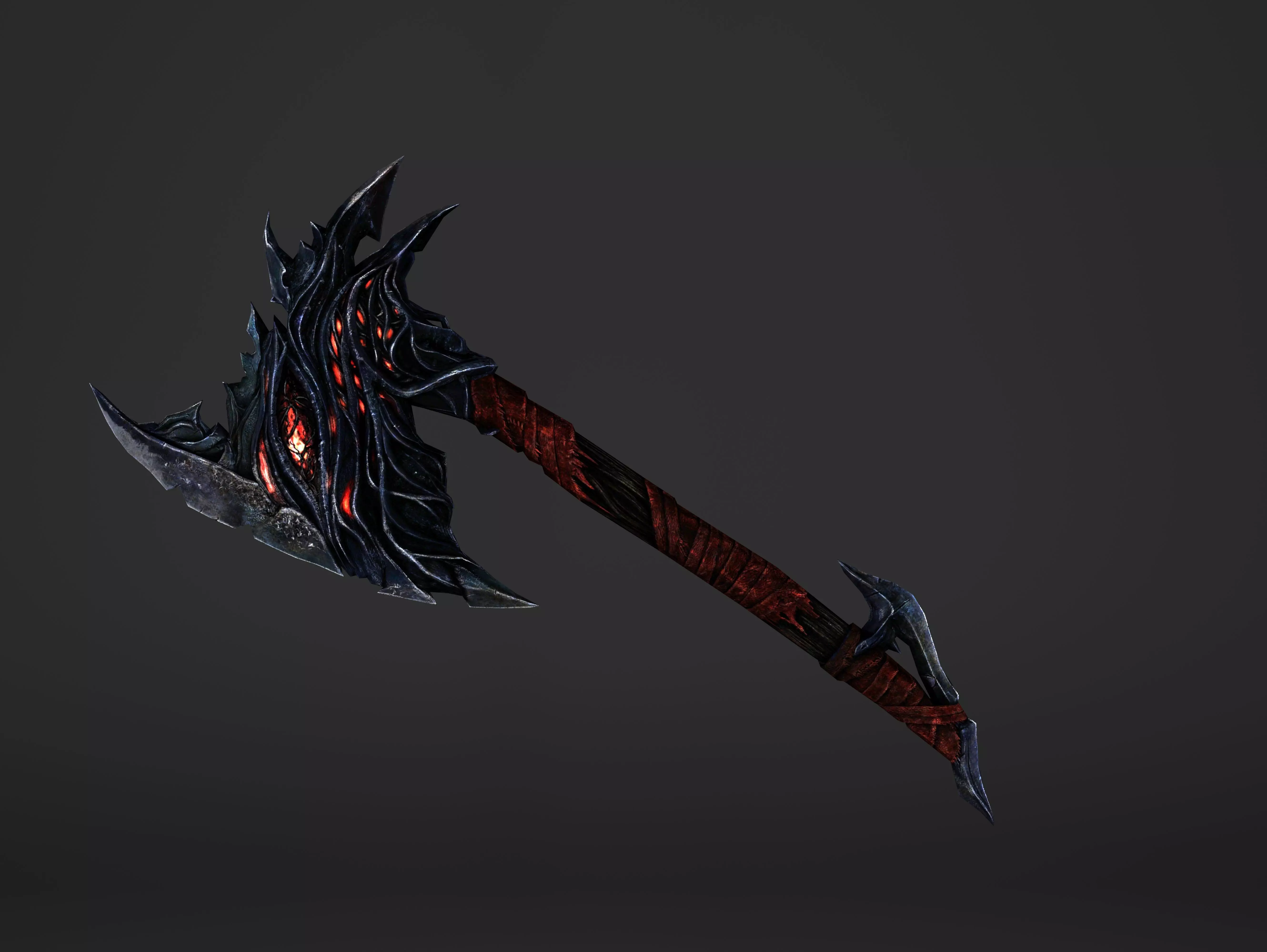Fire War Axe Low-poly 3D model_0