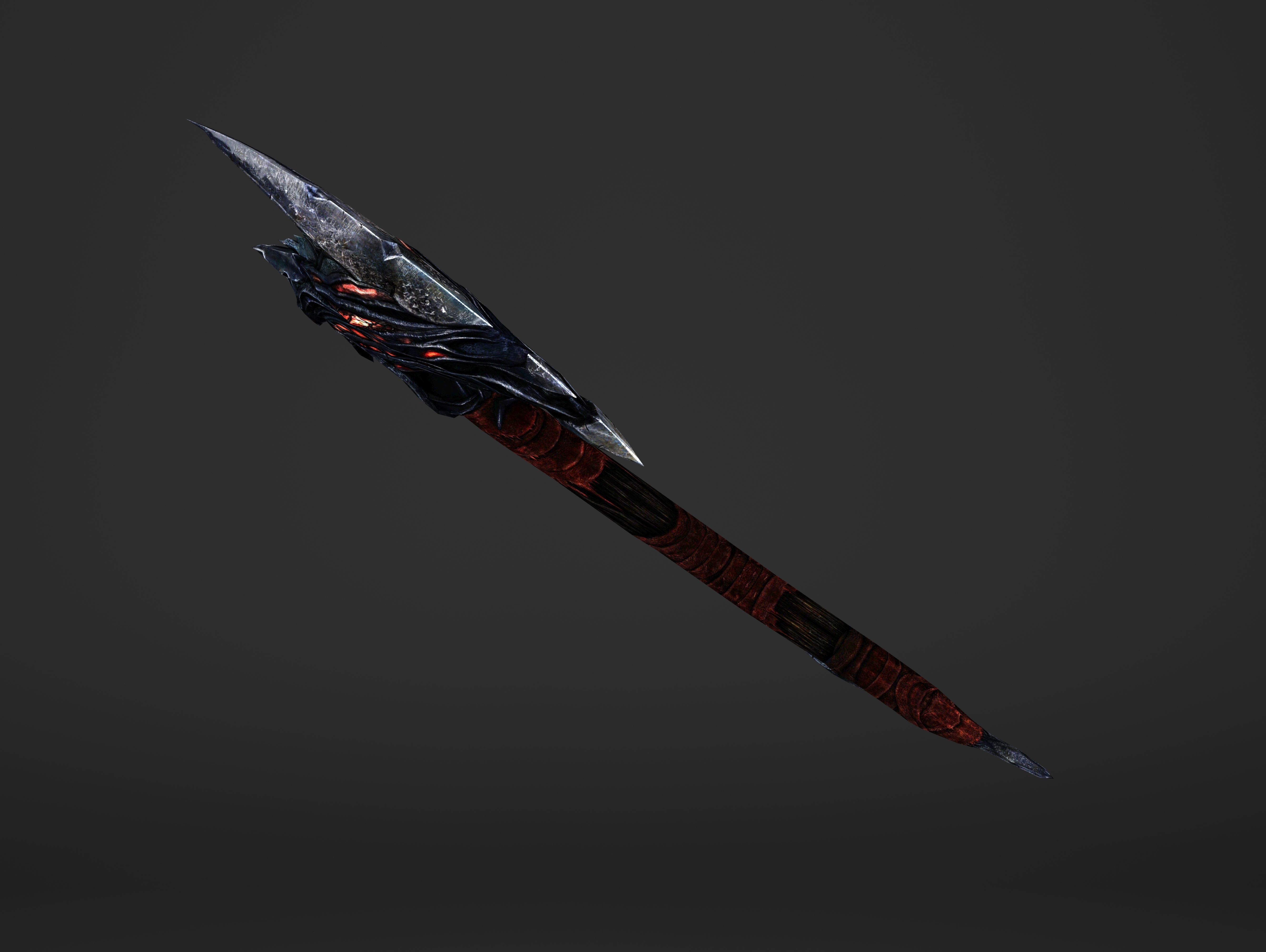 Fire War Axe Low-poly 3D model_6