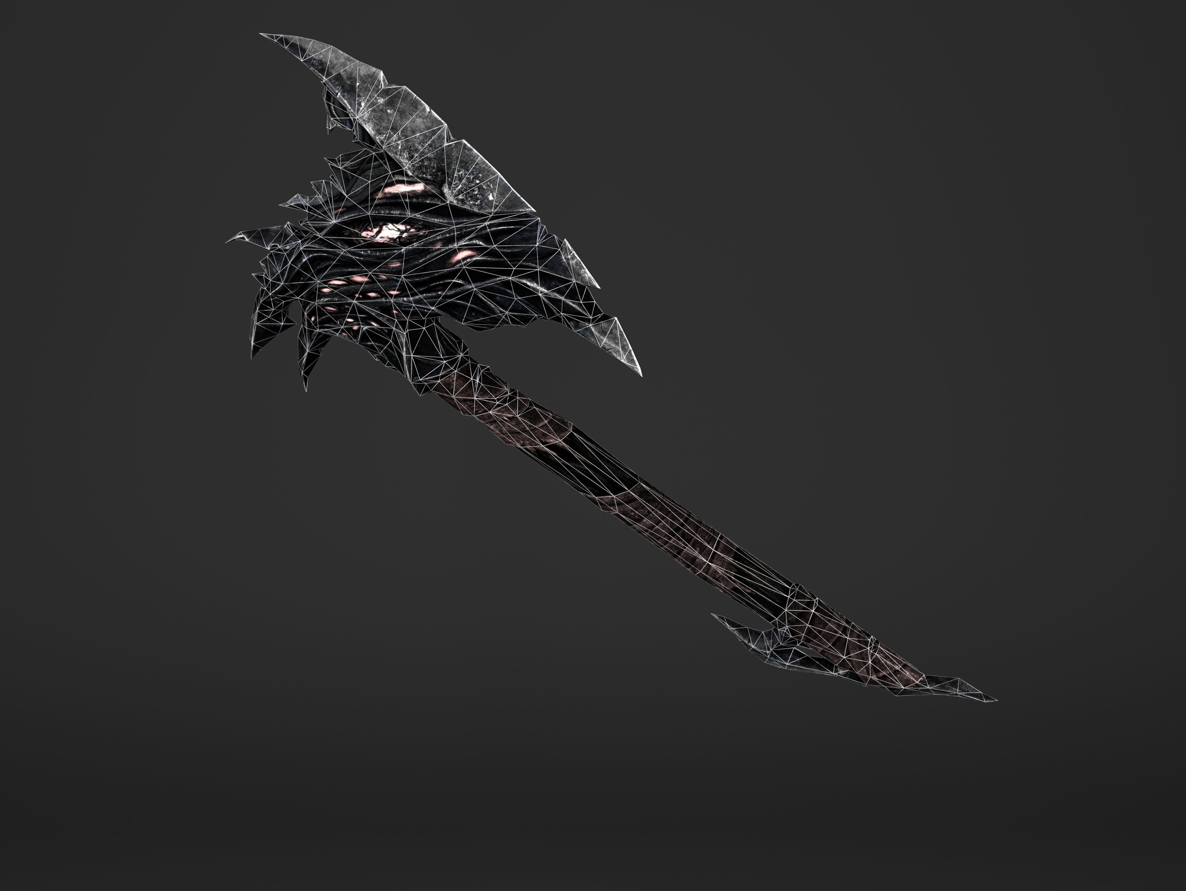 Fire War Axe Low-poly 3D model_9