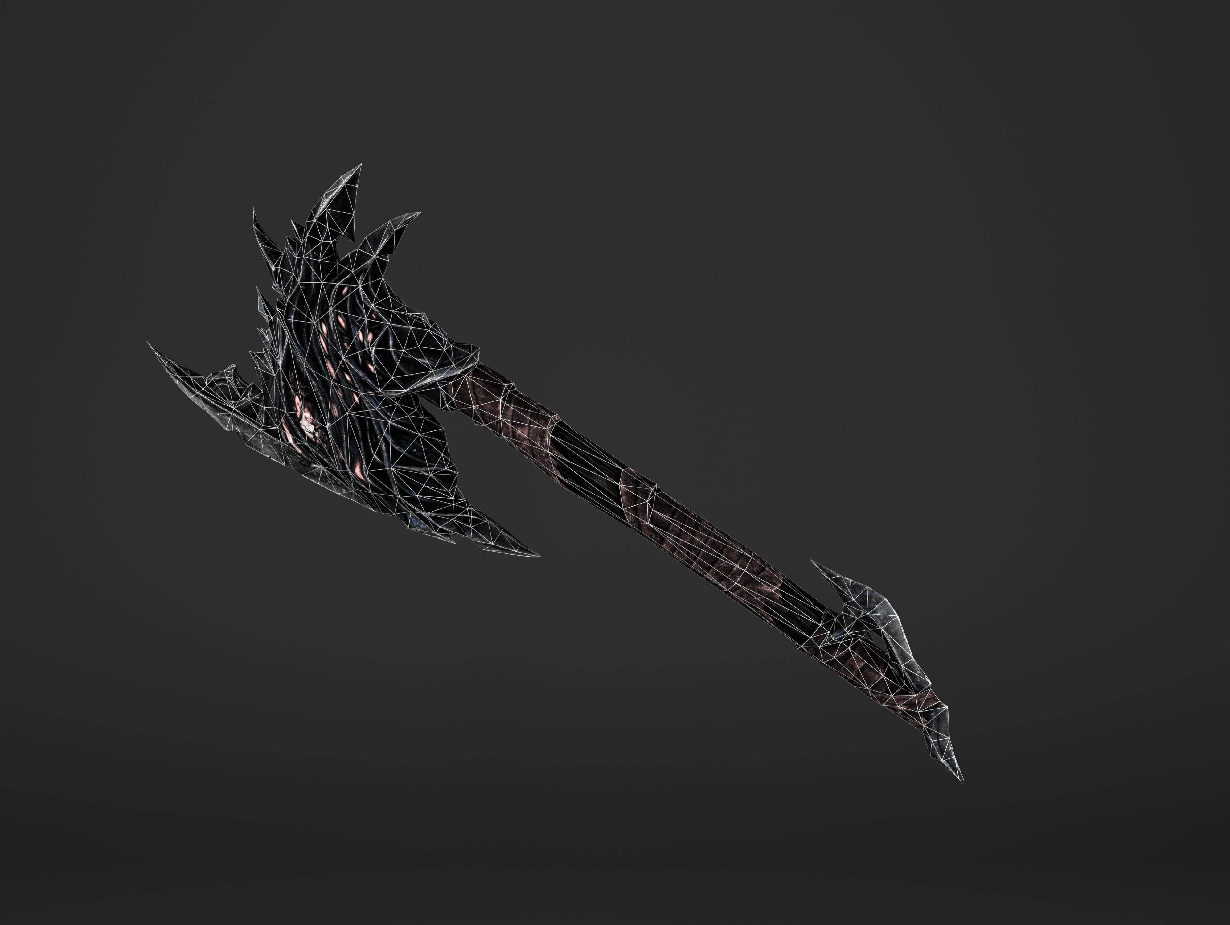 Fire War Axe Low-poly 3D model_19
