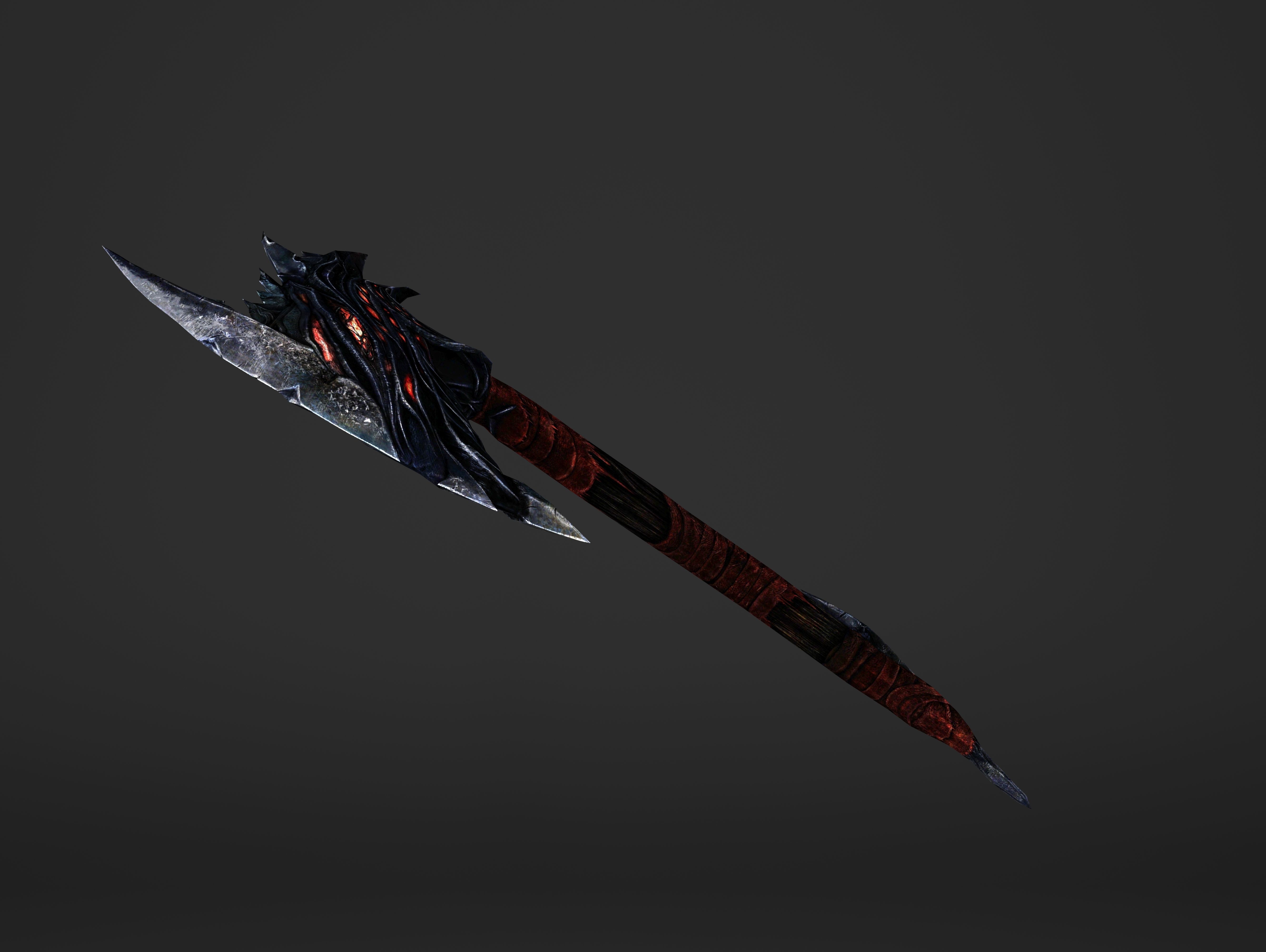 Fire War Axe Low-poly 3D model_4