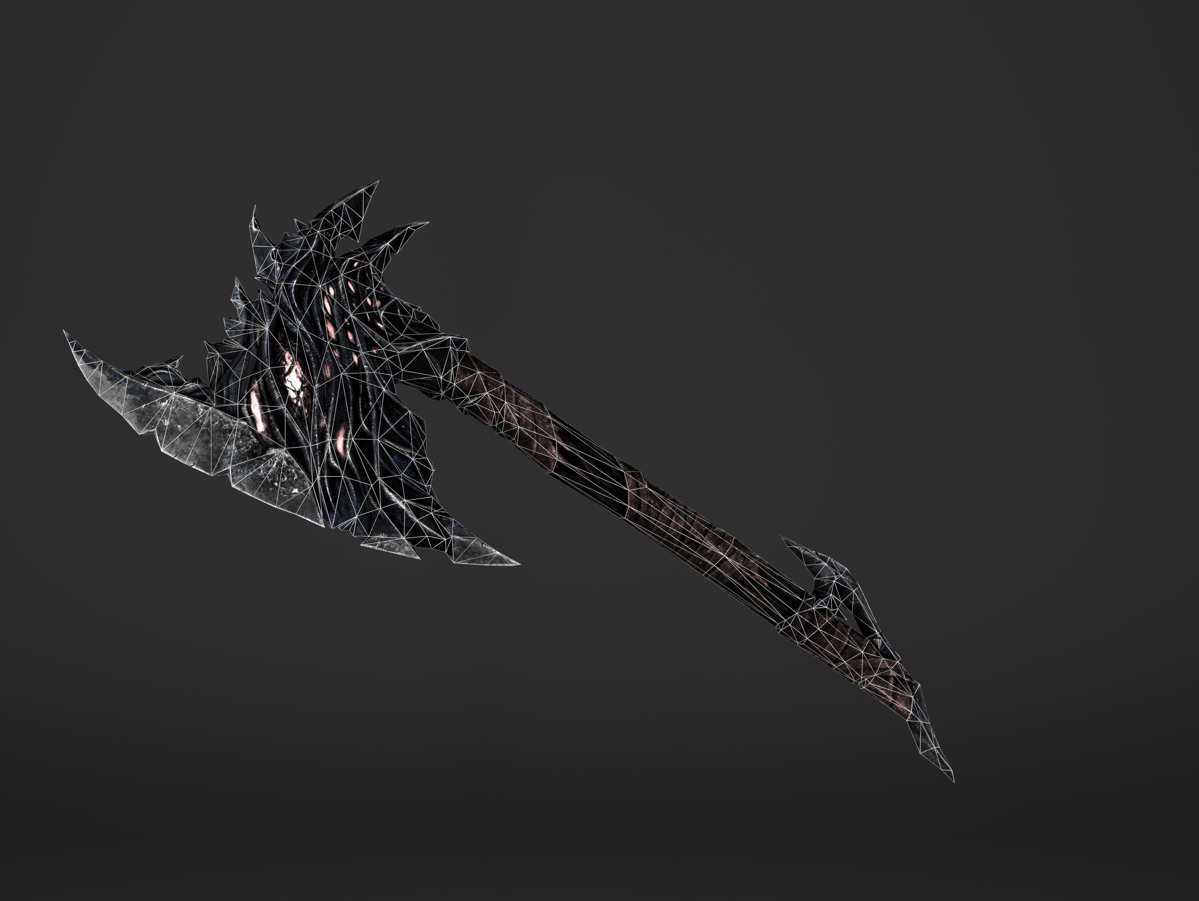 Fire War Axe Low-poly 3D model_3