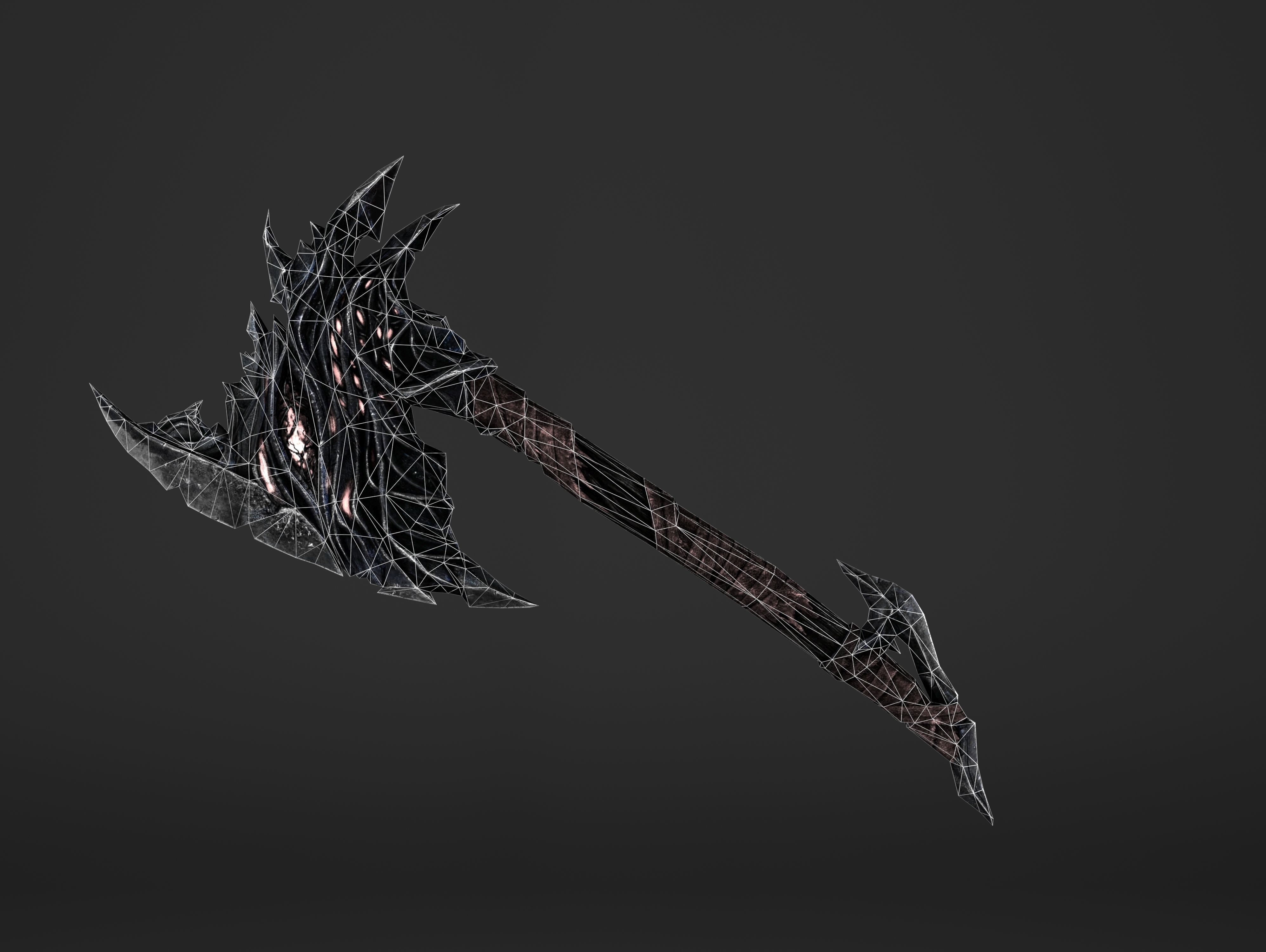 Fire War Axe Low-poly 3D model_21