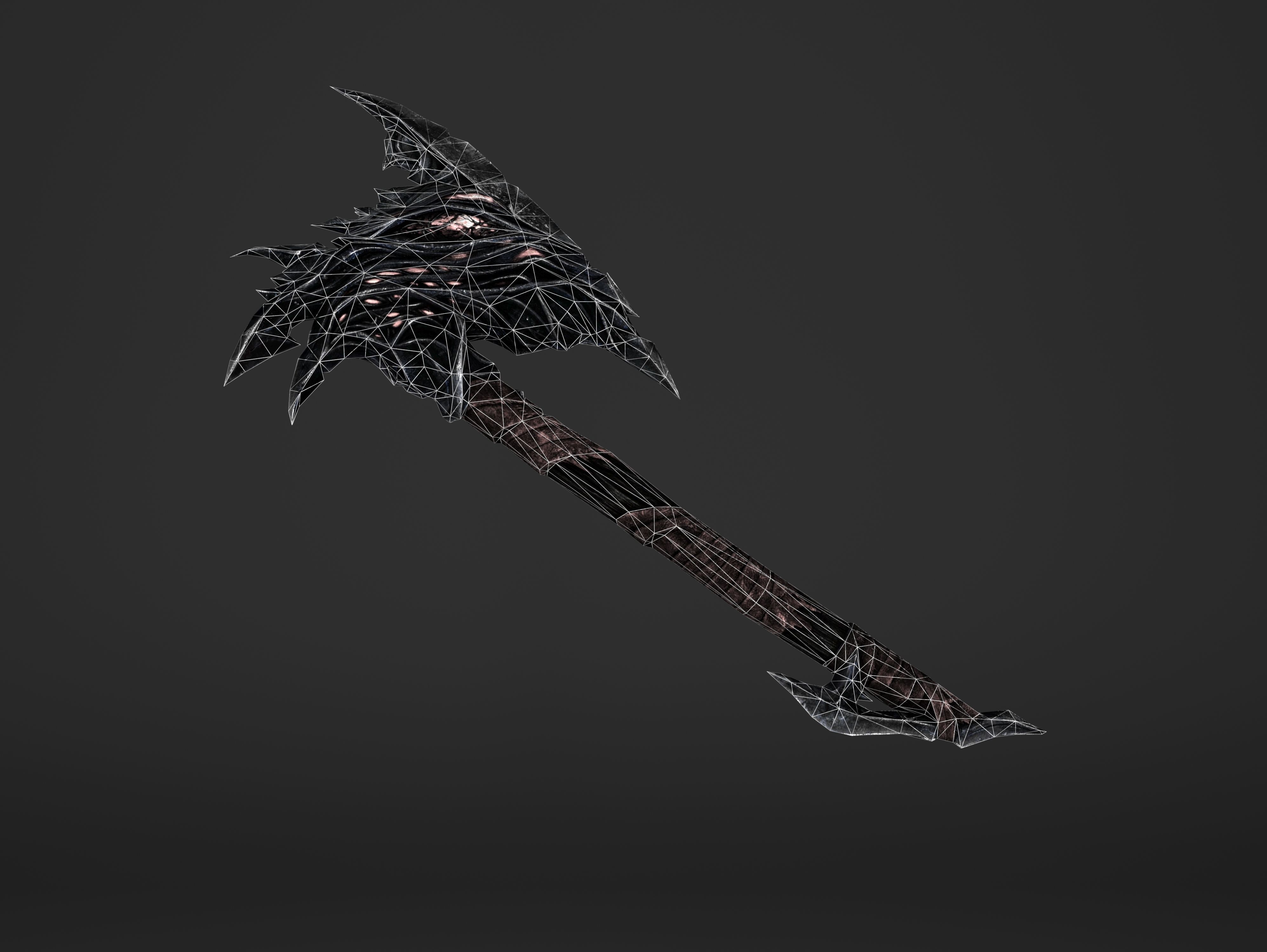 Fire War Axe Low-poly 3D model_13