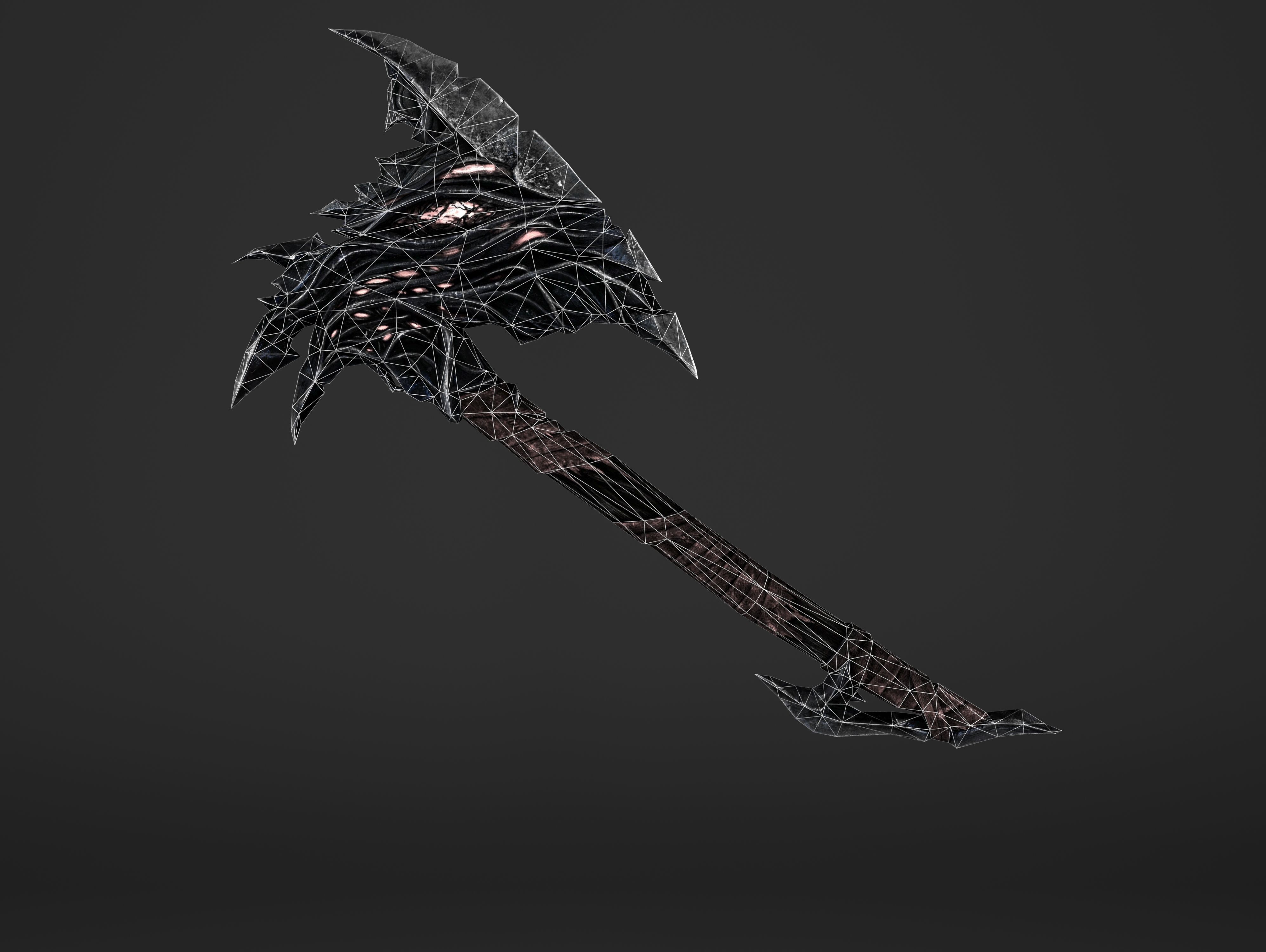 Fire War Axe Low-poly 3D model_11