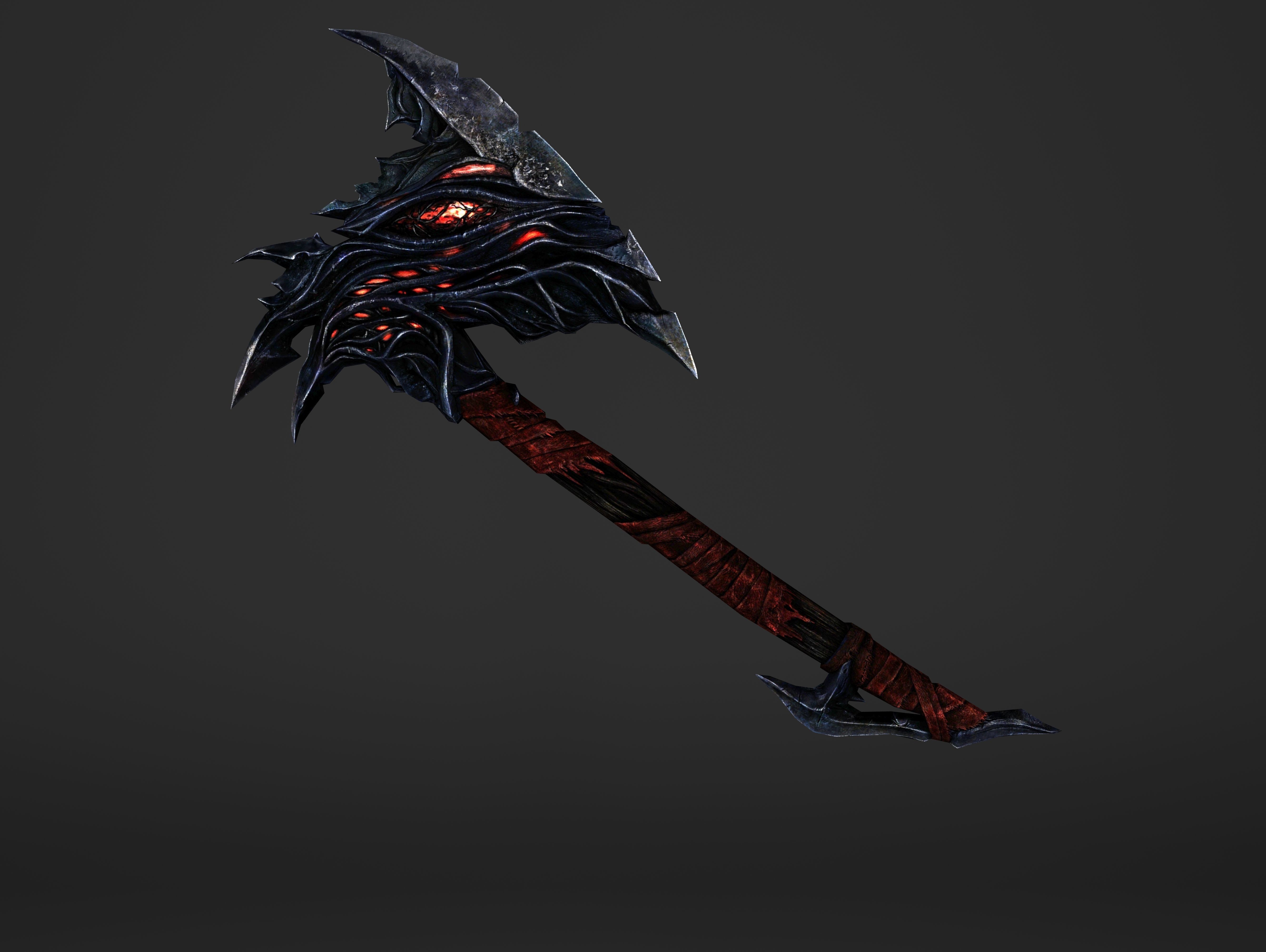Fire War Axe Low-poly 3D model_10