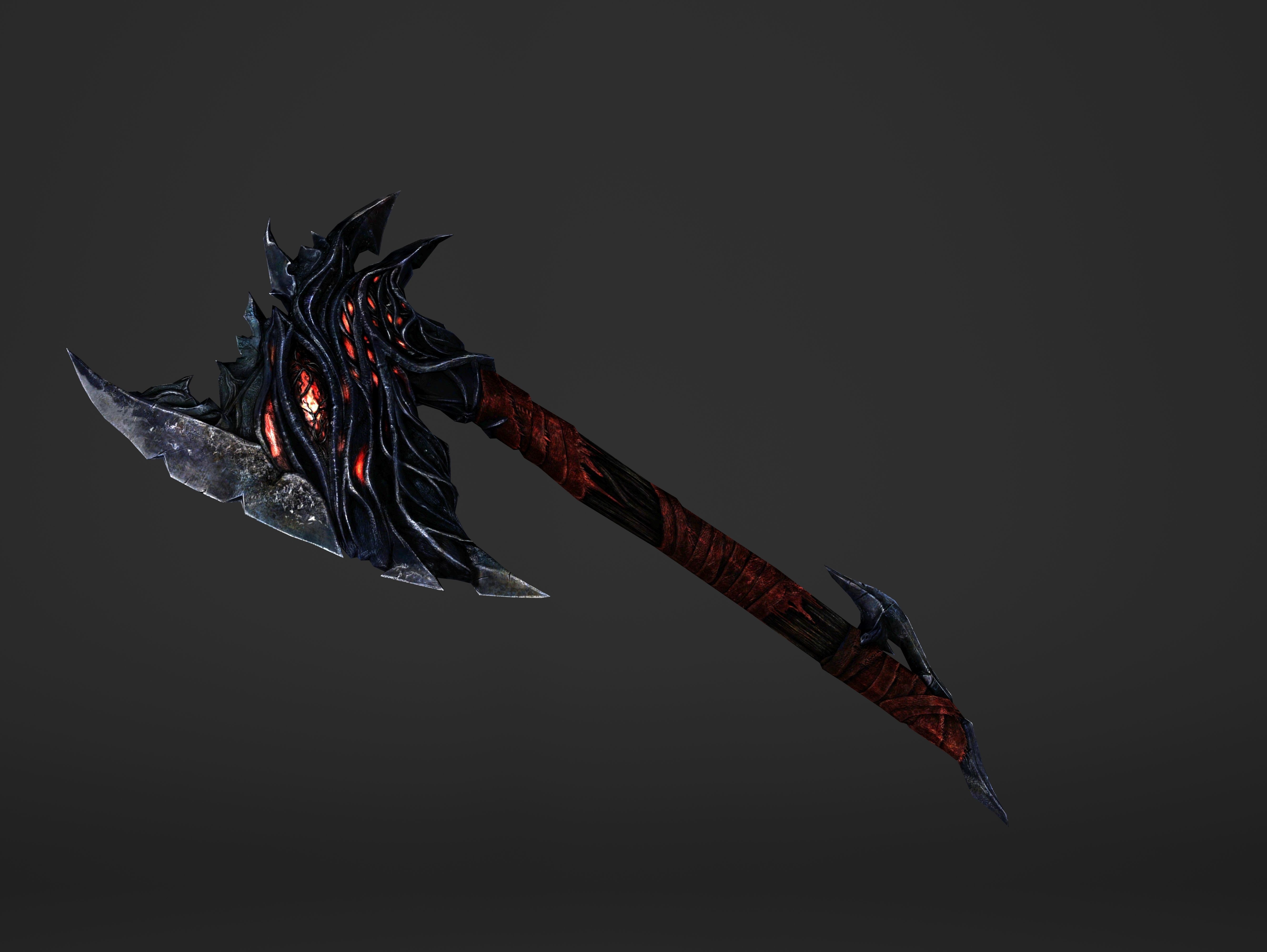 Fire War Axe Low-poly 3D model_2