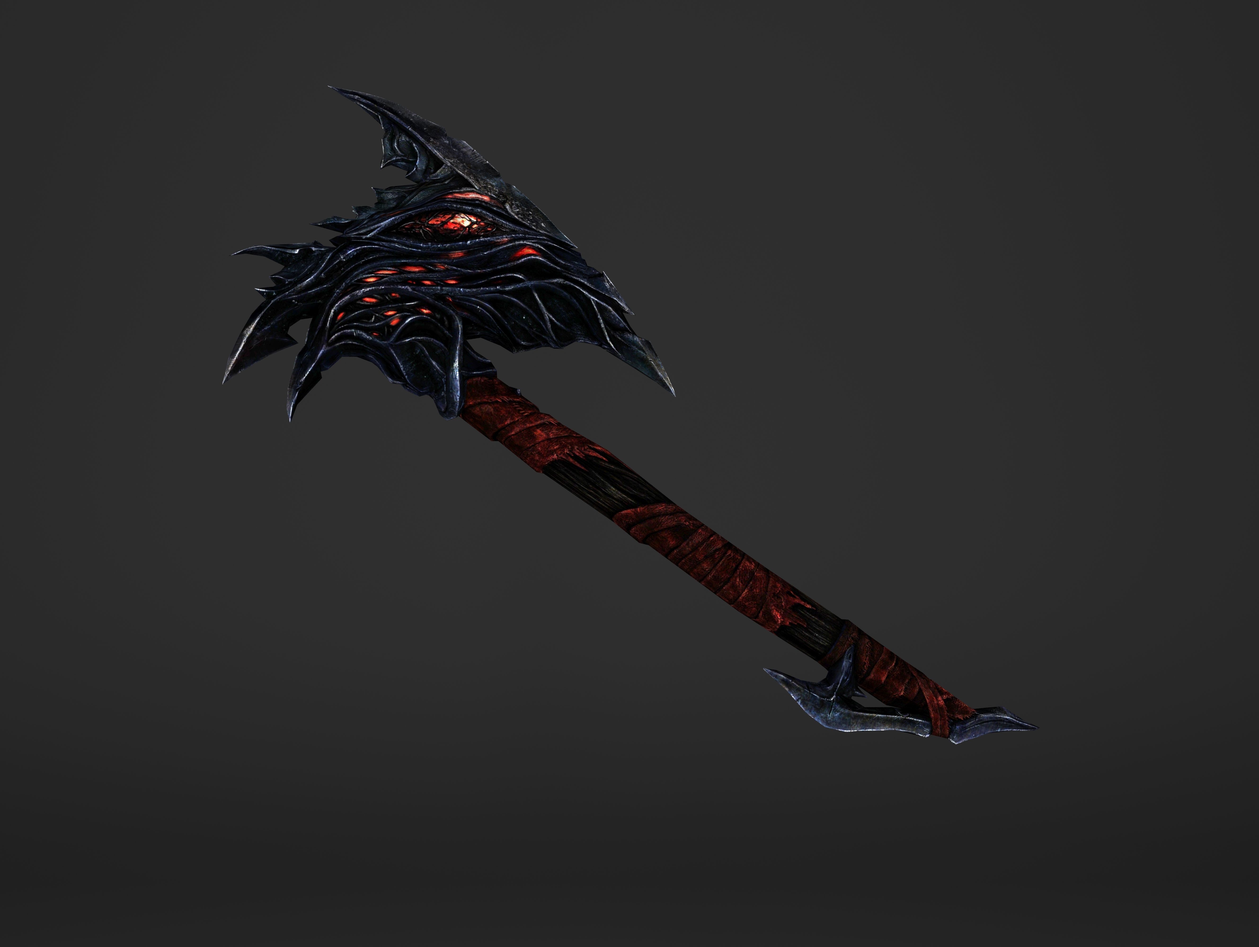 Fire War Axe Low-poly 3D model_12