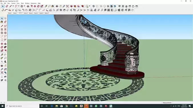 Classical stair case sketchup model 3D model