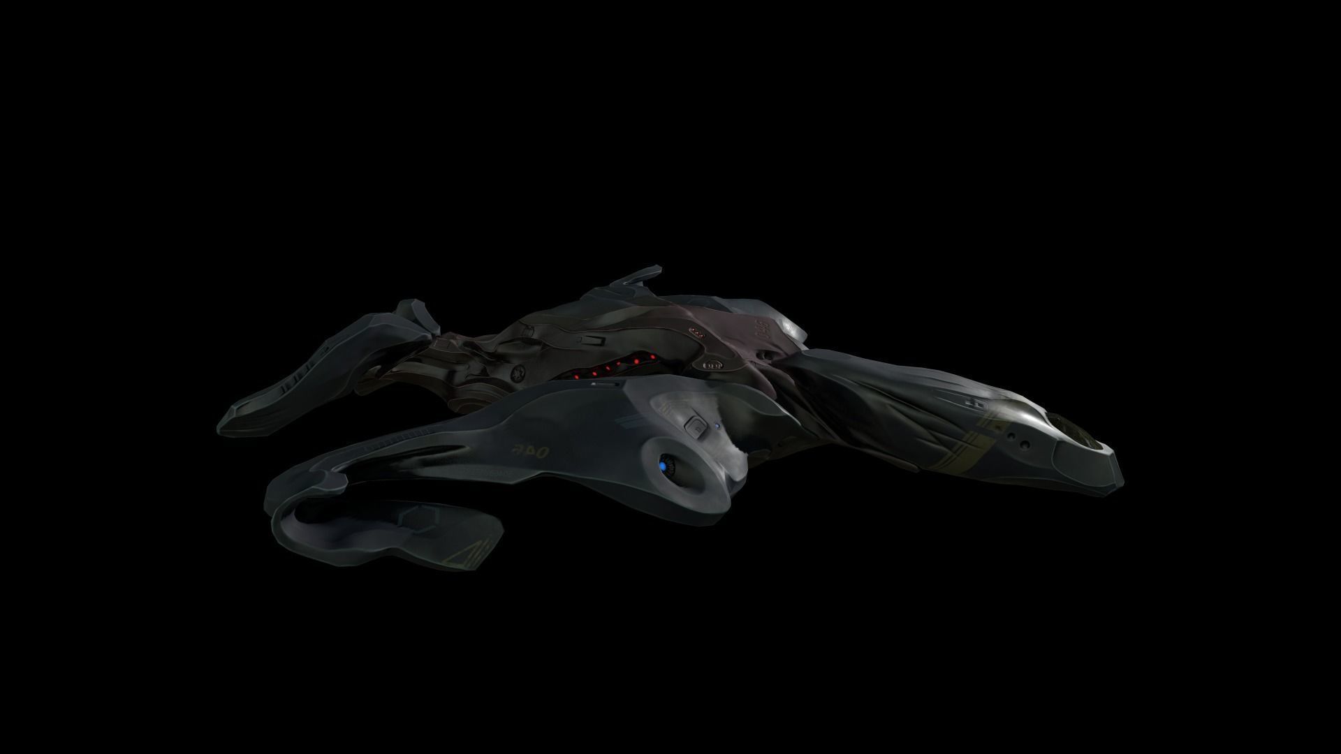 Spaceship Butterfly Low-poly 3D model_3