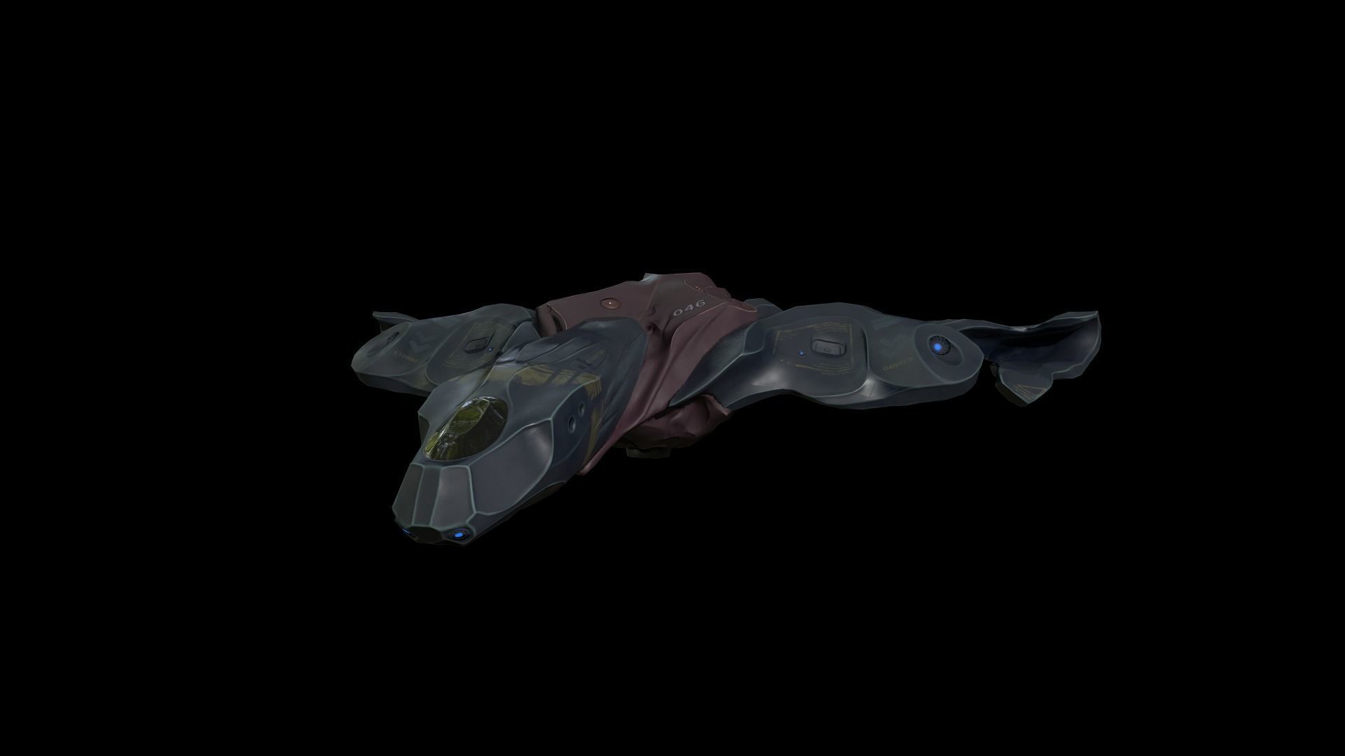 Spaceship Butterfly Low-poly 3D model_4