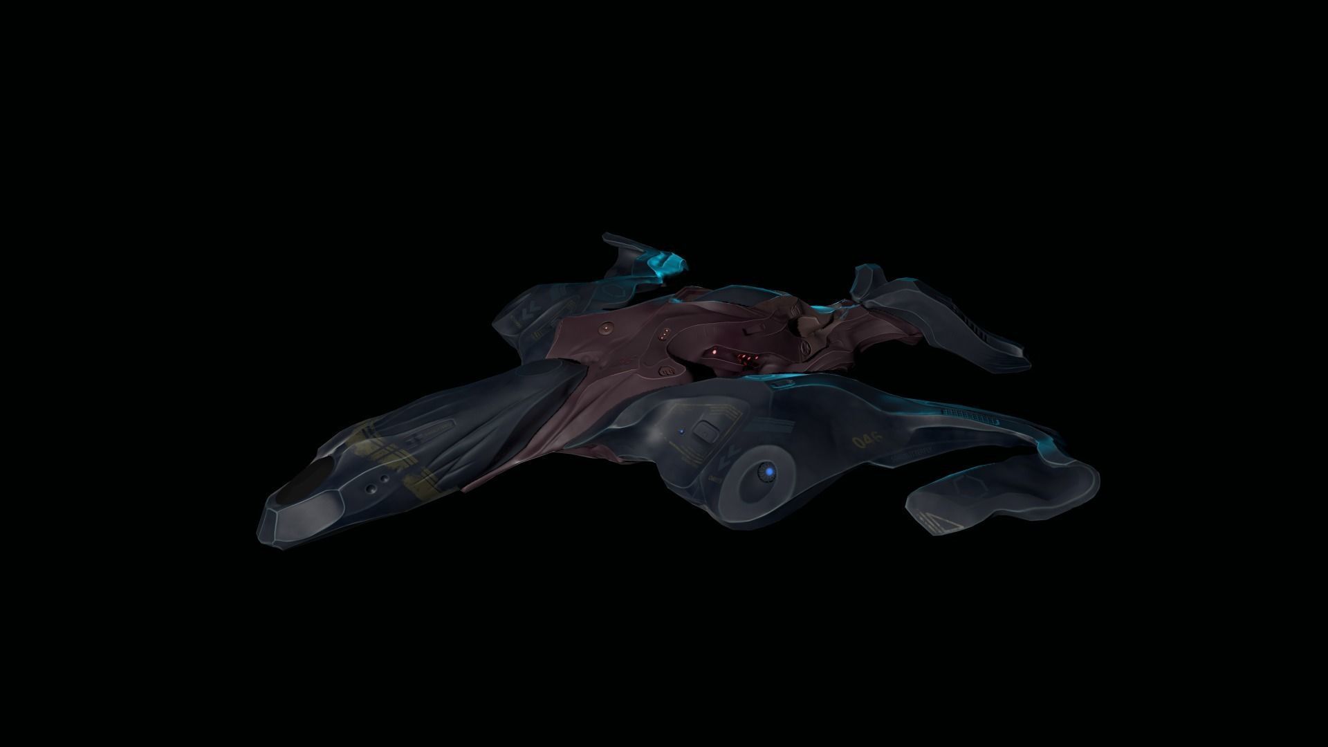 Spaceship Butterfly Low-poly 3D model_14