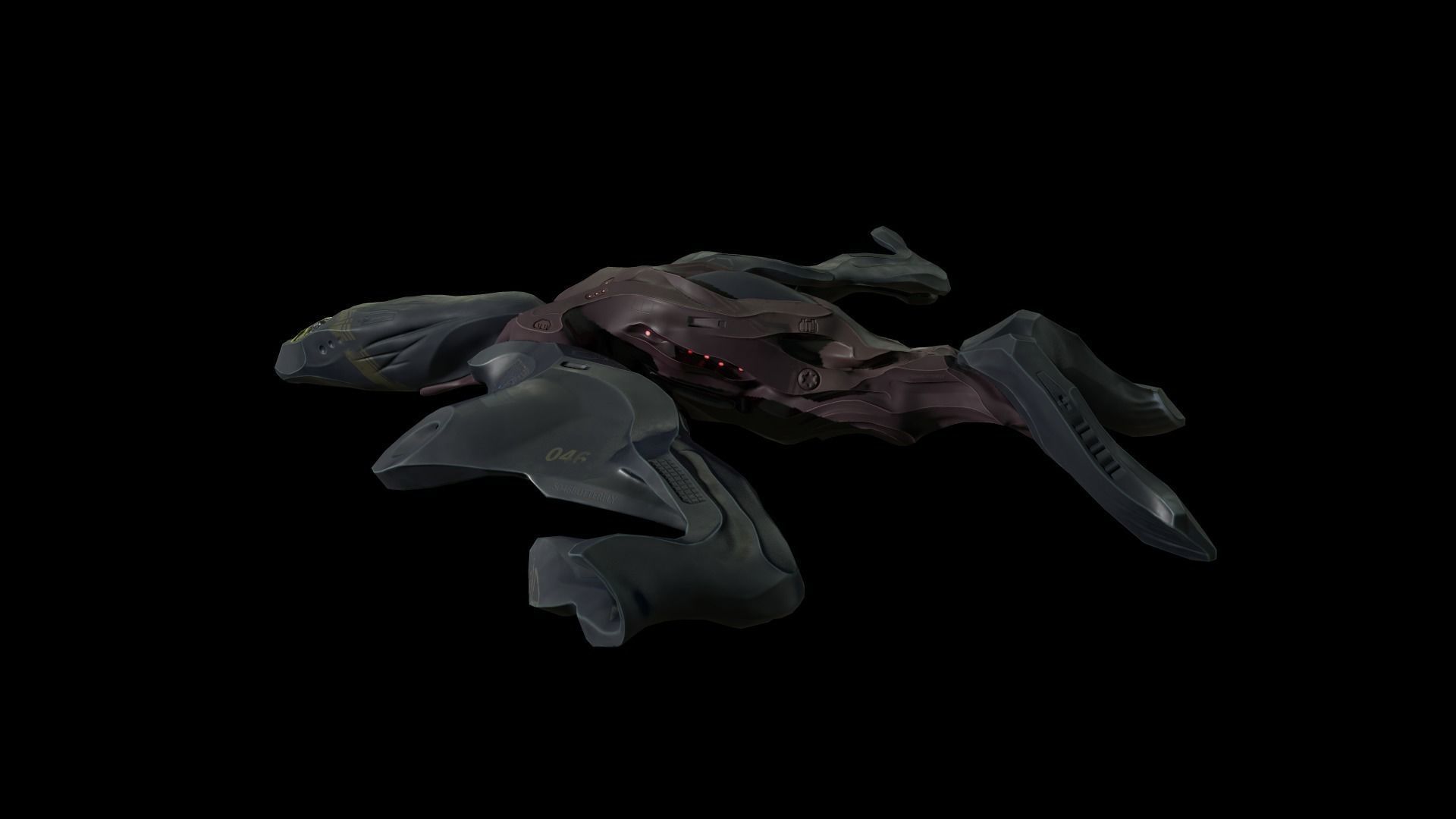 Spaceship Butterfly Low-poly 3D model_6
