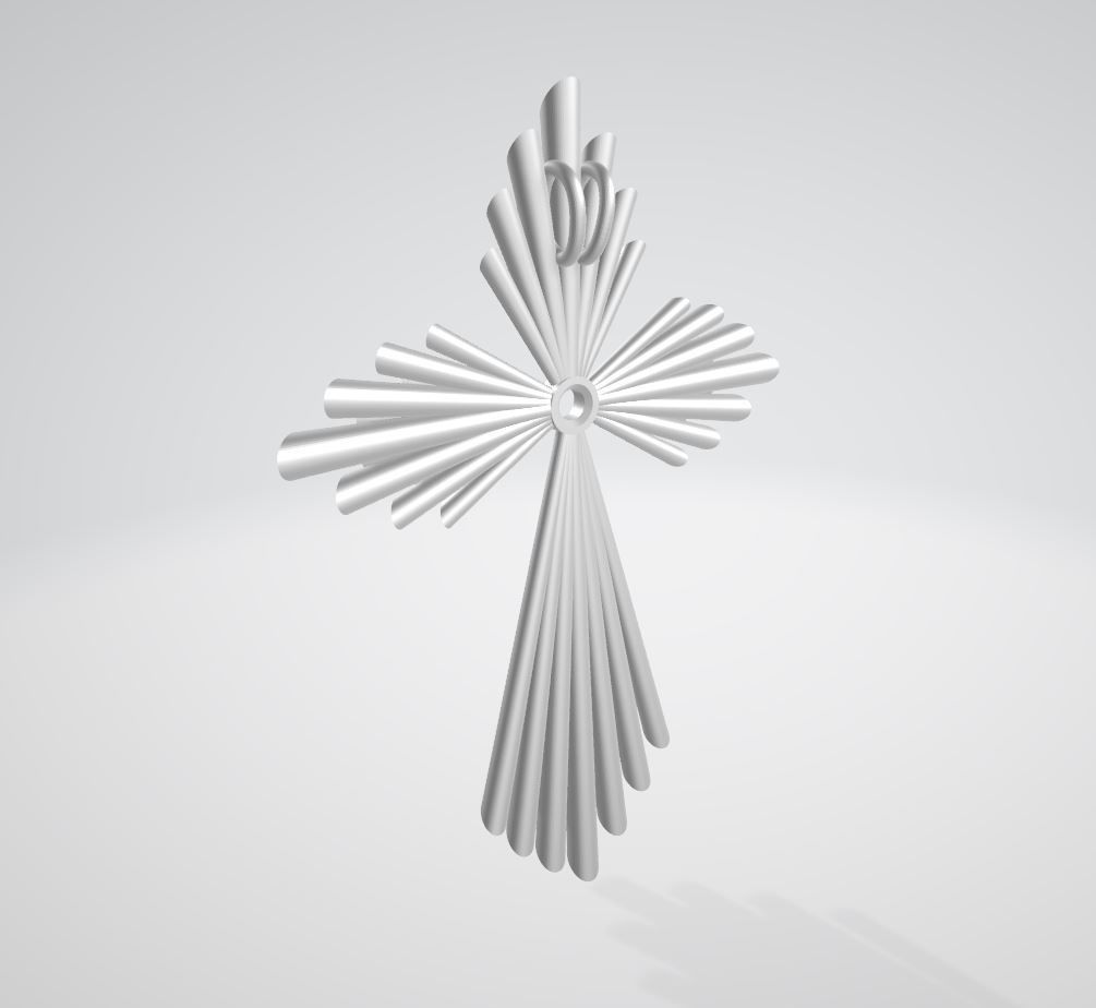 Tube Cross with center stone 3D print model_10