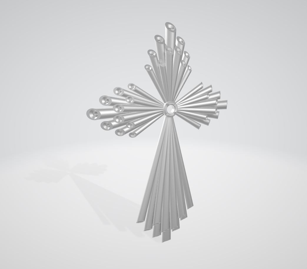 Tube Cross with center stone 3D print model_9