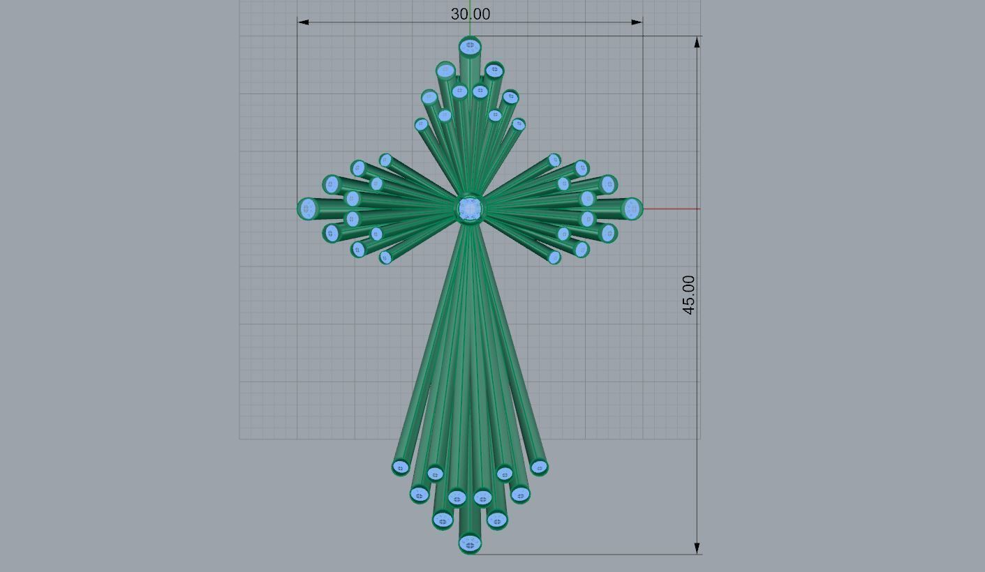 Tube Cross with center stone 3D print model_7