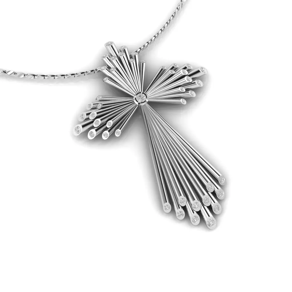 Tube Cross with center stone 3D print model_0